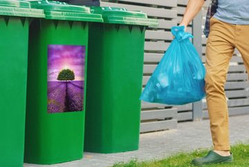 MuchoWow Wandsticker Lavendel - Baum - Lila - Wolken (1 St), Mülleimer-aufkleber, Mülltonne, Sticker, Container, Abfalbehälter