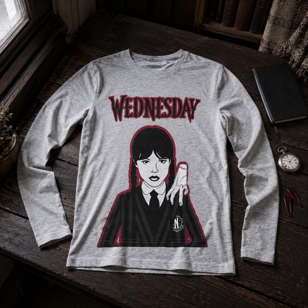 Wednesday Langarmshirt Netflix Wednesday Mädchen Langarmshirt langarm Shirt Gr. 134 bis 164