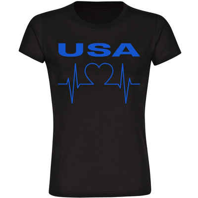 multifanshop T-Shirt Damen USA - Herzschlag - Frauen