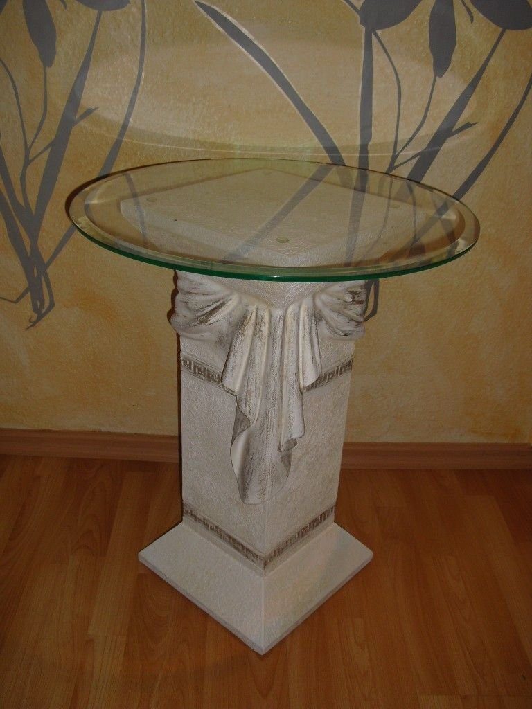 Antikes Wohndesign Beistelltisch Runder Glas Tisch Beistelltisch Telefontisch Blumen Deko Stand Säule