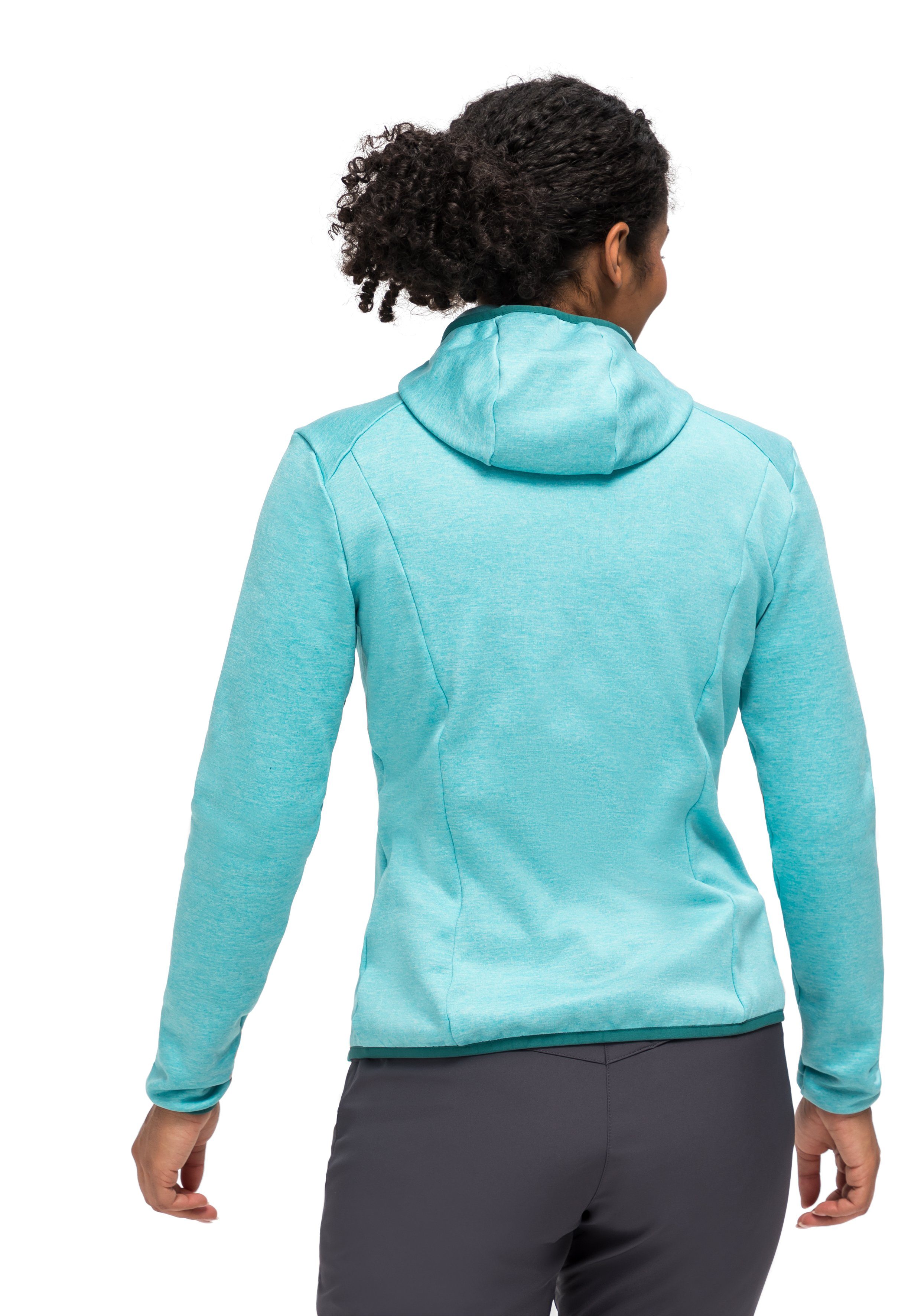 Maier Sports Fleecejacke Zip-Hoodie Damen mit atmungsaktiver aquablau Fleece W verstellbarer Kapuze, Fave