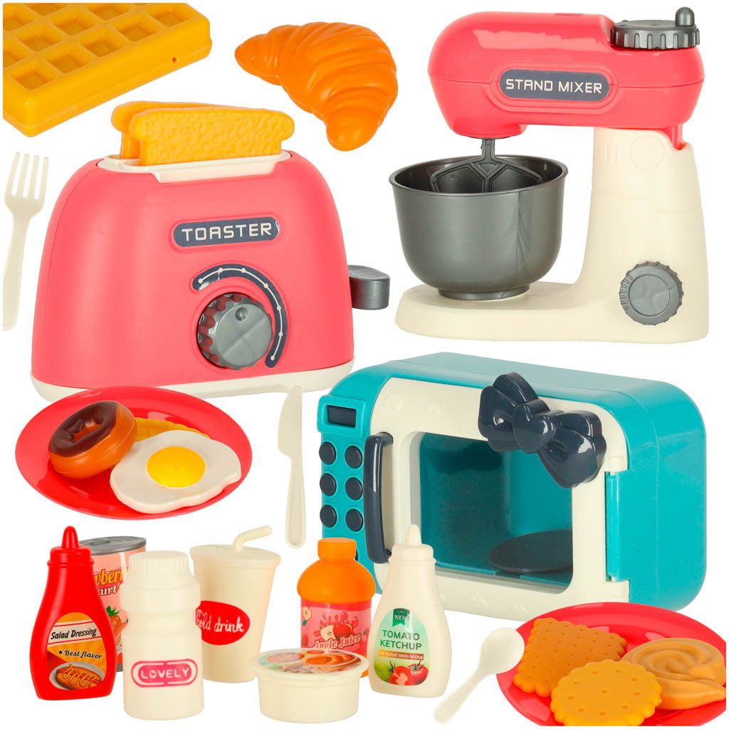 LA CUTE Spielküche Mikrowellen-Toaster-Mixer Küchenspielset Zubehör Kinder günstig online kaufen