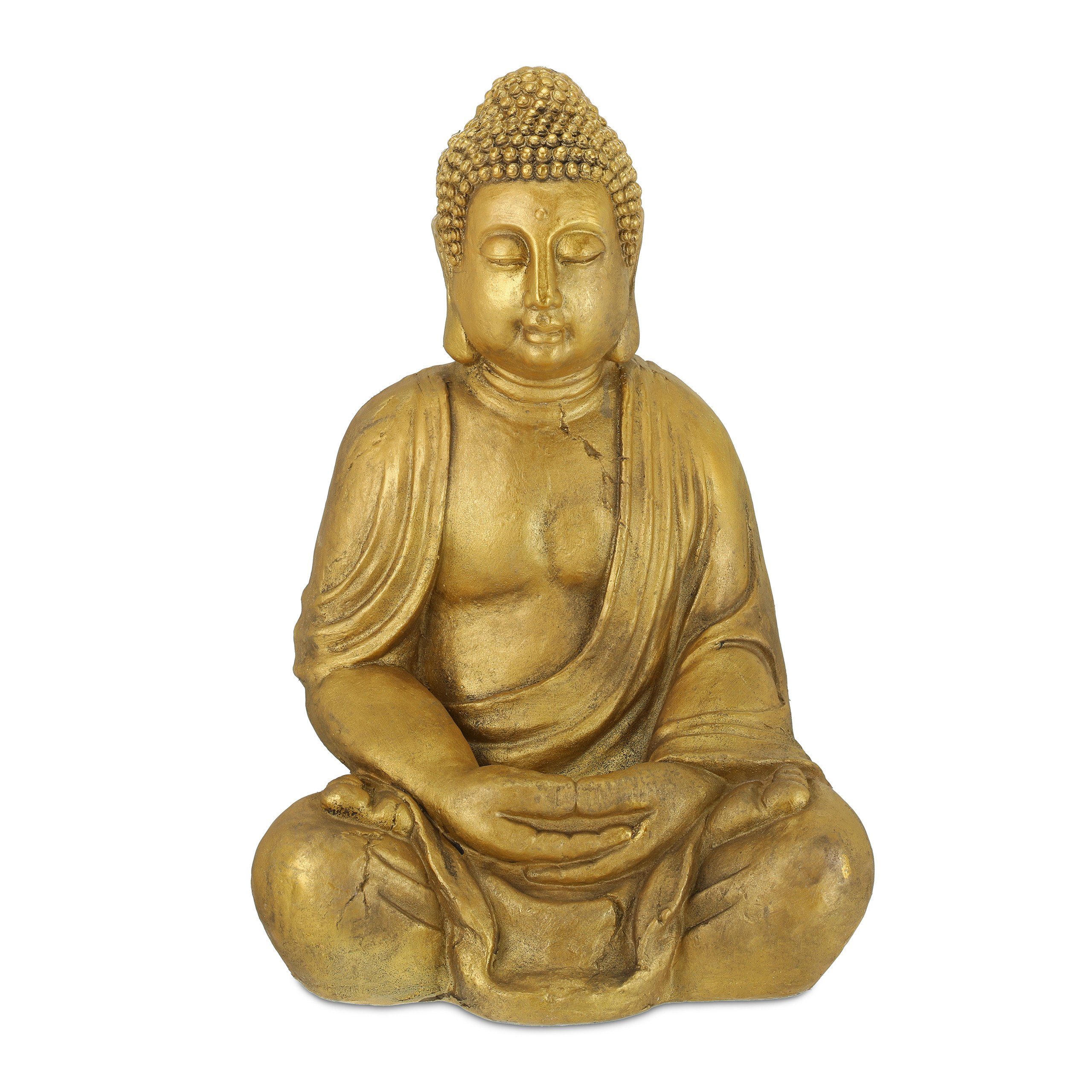 relaxdays Buddhafigur Große Buddha Figur Garten 70 cm