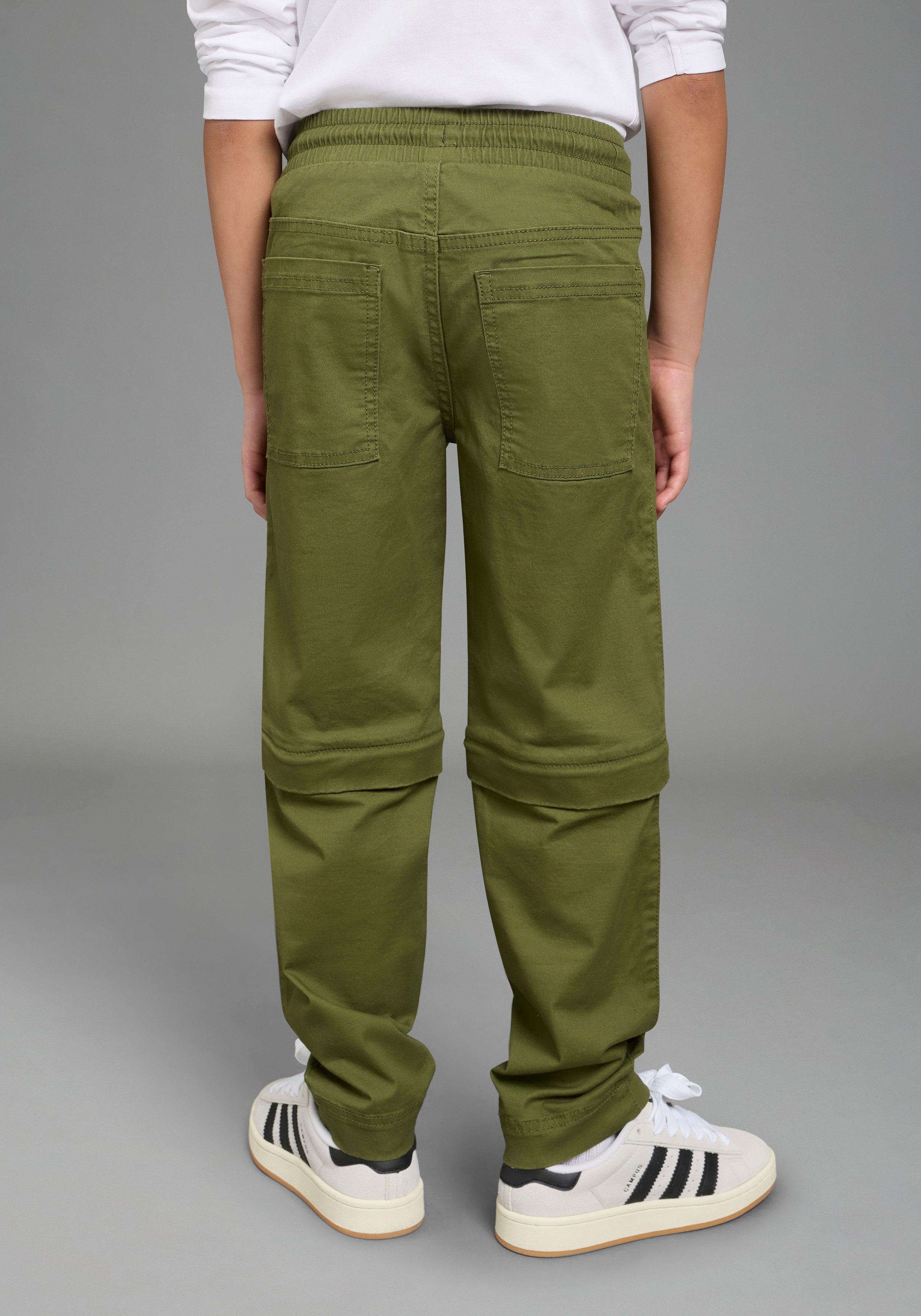 KIDSWORLD Webhose 2 in1 Hose, Zip-Away Hose für Jungen aus lang macht kurz, 2in1 Hose, gerade Beinform, mit Gummizug