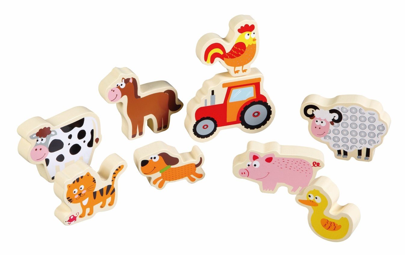 Lelin Steckpuzzle 20081 Holz - Steckpuzzle "Farm", 9 Puzzleteile