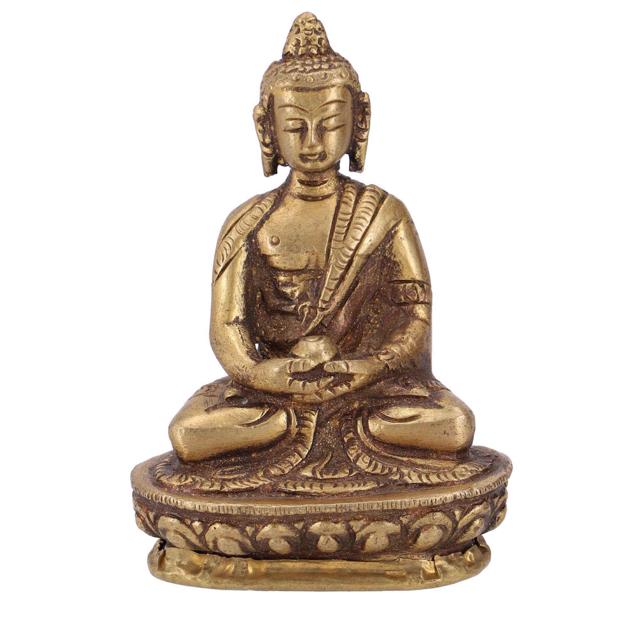 Buddhafigur Buddha Statue aus Messing Dhyana Mudra 8 cm -..