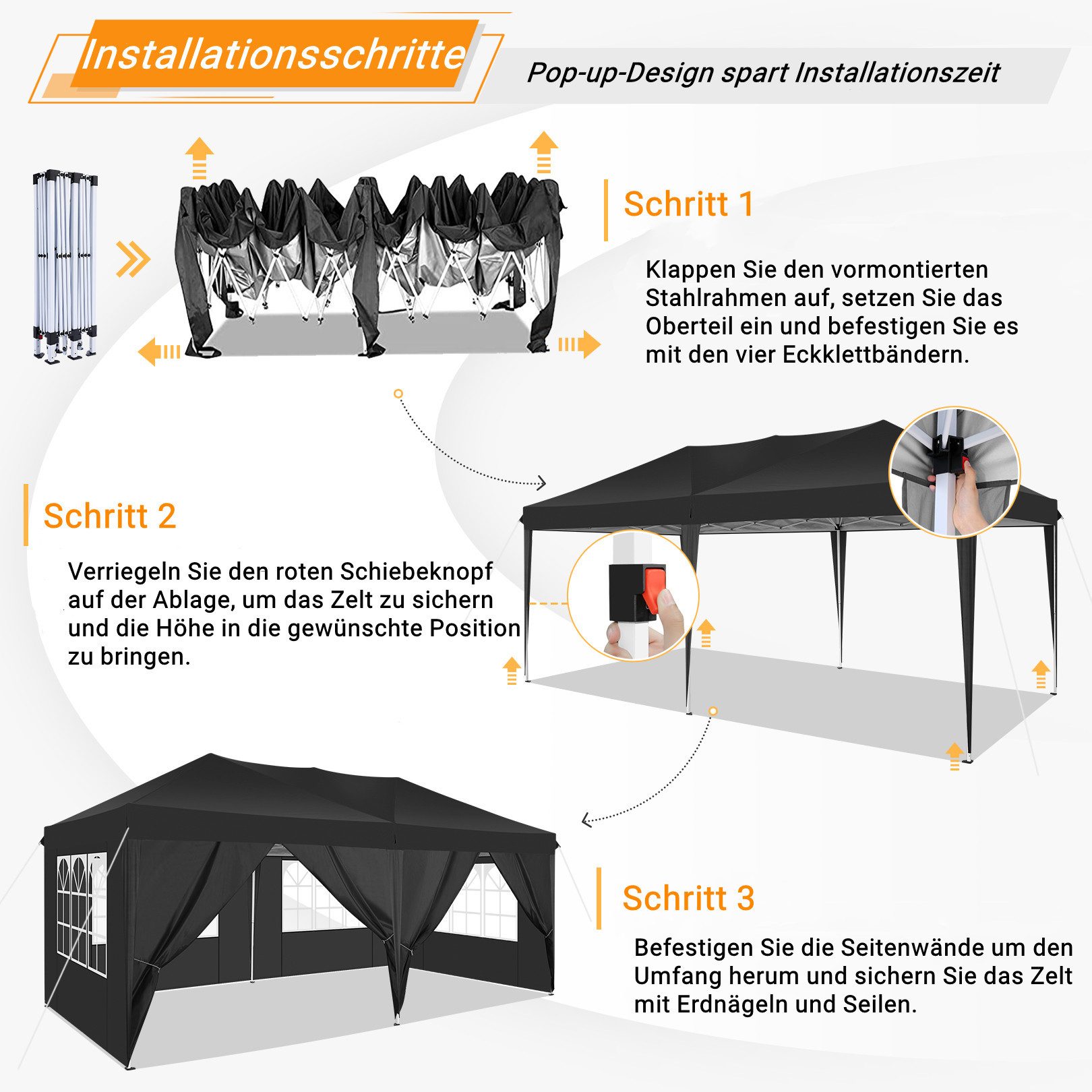 LUCKZON Pavillon 3x6m, Faltbar Pavillon Wasserdicht, günstig online kaufen