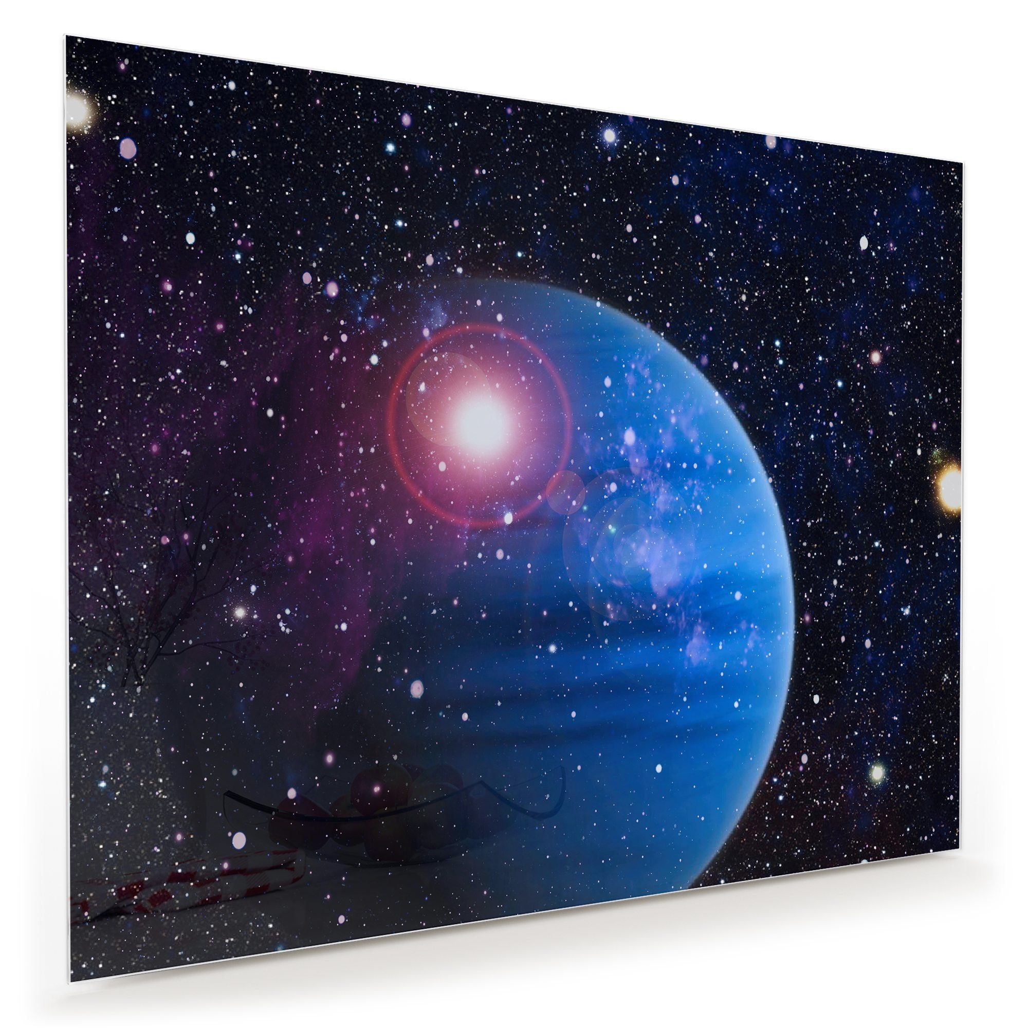 Primedeco Glasbild Wandbild Planet im Weltall mit Aufhängung, Weltall