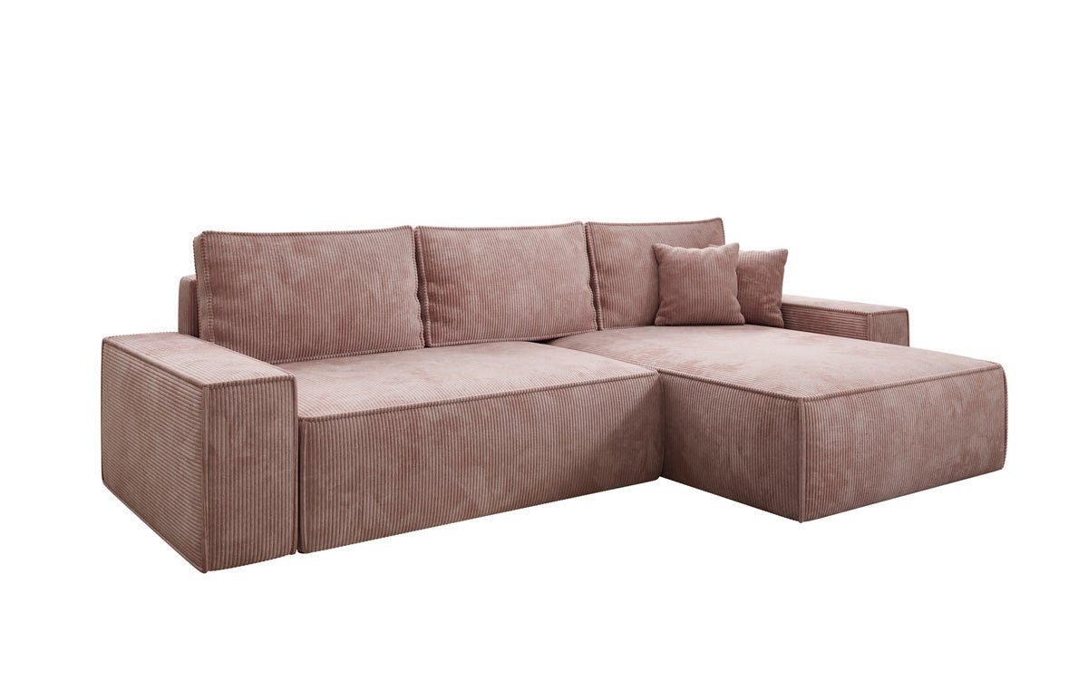 Luxusbetten24 Schlafsofa Designer Sofa Lunaro in Cord, mit Stauraum und Schlaffunktion