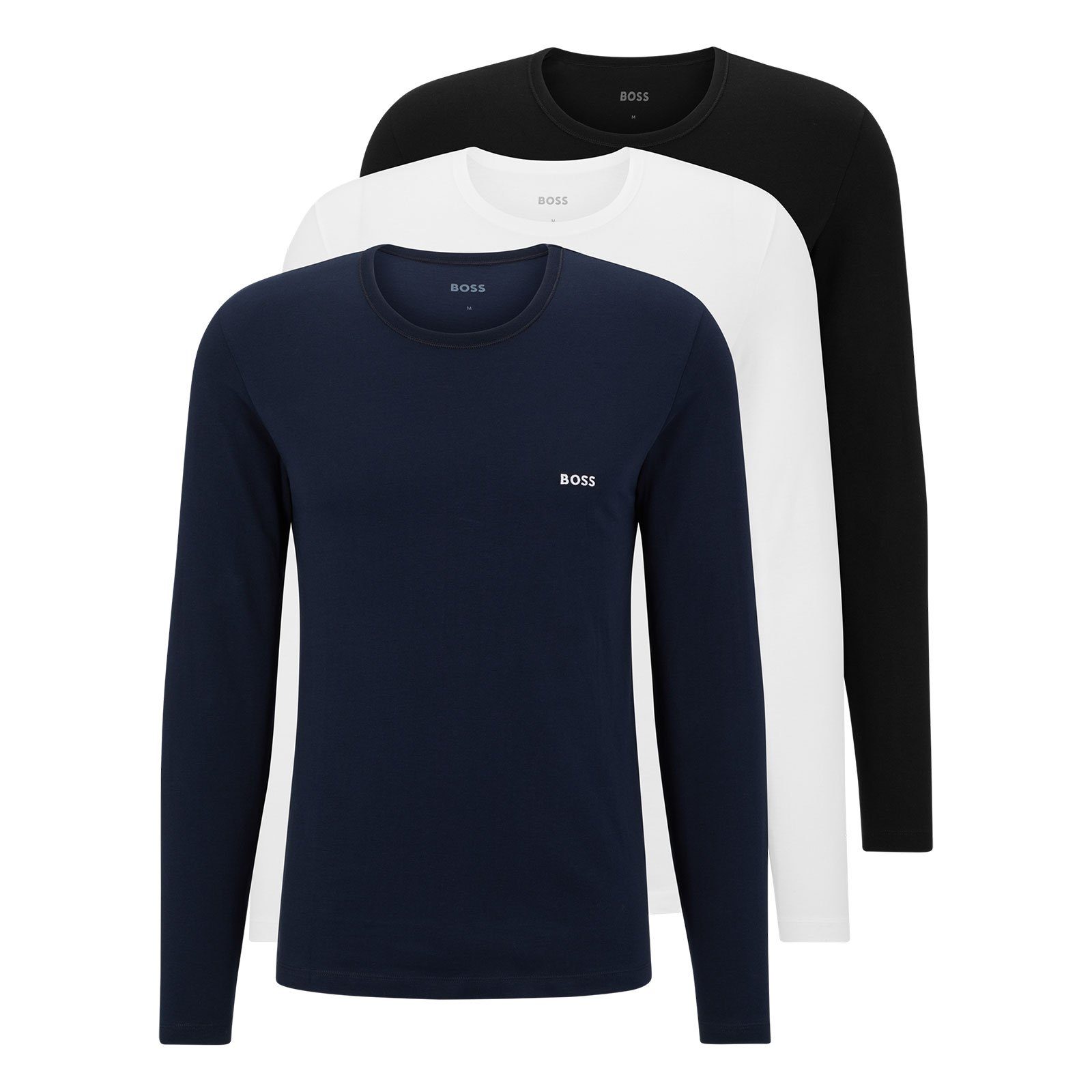 BOSS Unterziehshirt Classic T-Shirt Long Sleeve (3-St) mit fein geripptem R günstig online kaufen
