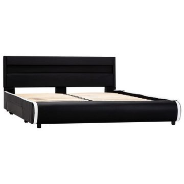 vidaXL Bett Bettgestell mit LED Schwarz Kunstleder 140×200 cm