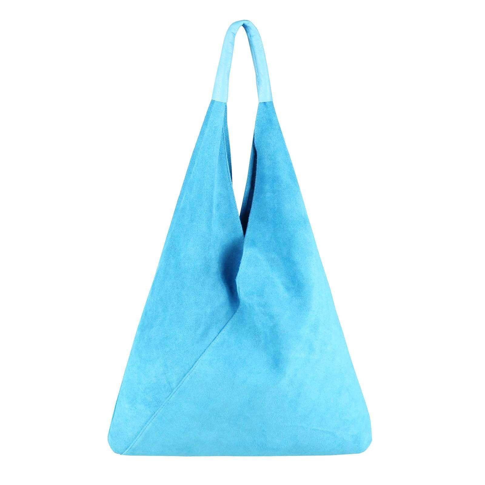 ITALYSHOP24 Schultertasche Made in Italy Damen XXL Leder Wildleder Tasche Shopper Umhängetasche, LEICHT SICHER & SMART unterm Arm tragbar MODERN & EDEL, CITY HOBO BAG