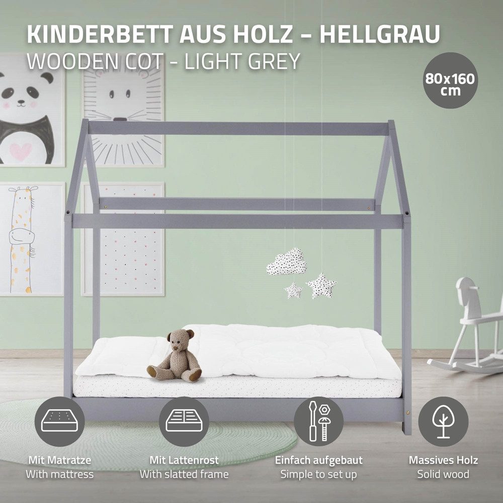 ML-DESIGN Spielbett Hausbett Kinderbett inkl. Lattenrost günstig online kaufen