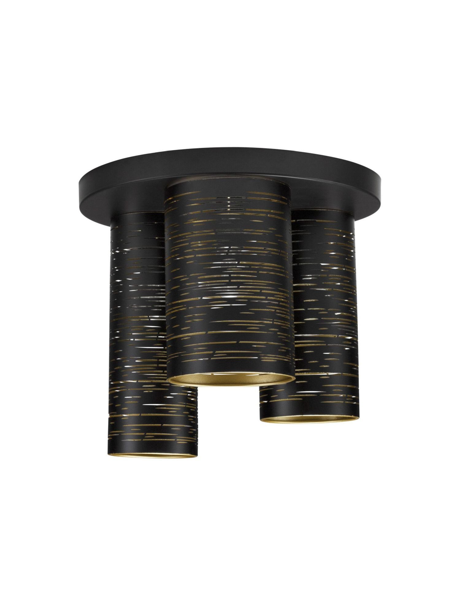 Licht-Erlebnisse Deckenleuchte SONNY, ohne Leuchtmittel, Deckenlampe E14 rund Ø 30 cm in Schwarz Gold Metall Deckenbeleuchtung