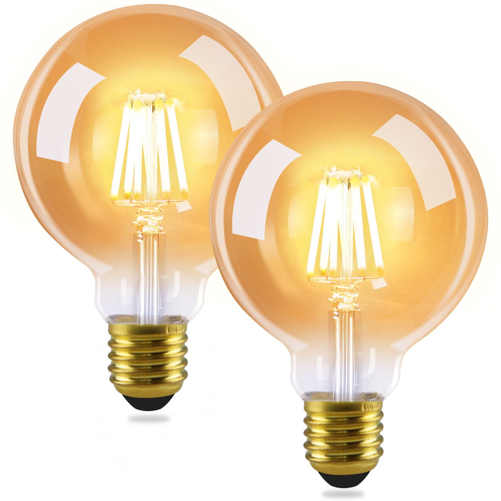 ZMH »Retro G95 Leuchtmittel edison Light Bulb« LED-Leuchtmittel, E27, 2  St., Warmweiß, Vintage Filament Energiesparlampe 2700K