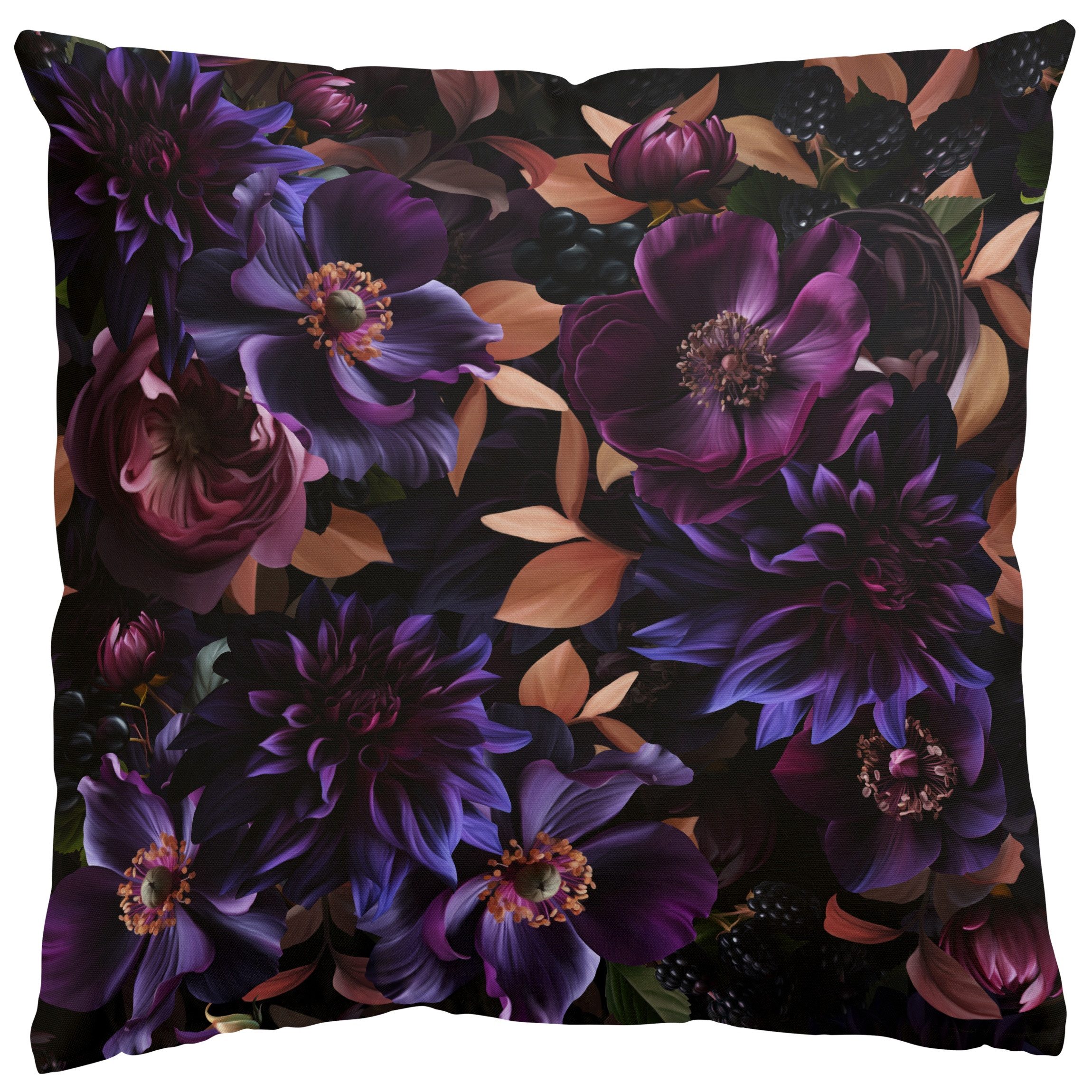 Bilderdepot24 Dekokissen drinnen / draußen Kissenhülle violett Blumen Motiv, Bezug mit / ohne Füllung Zierkissen Outdoor Sofa Bett