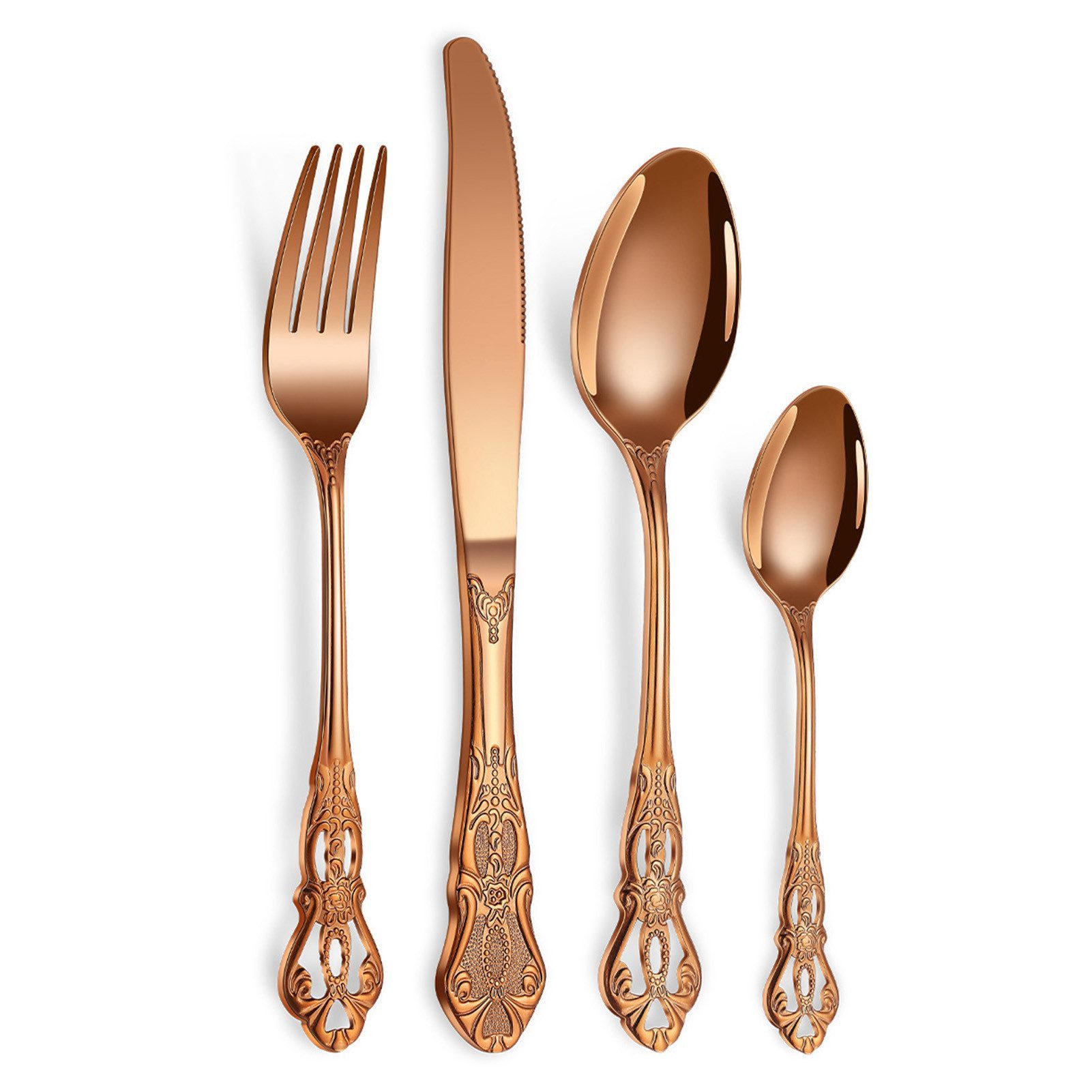 Jumpeak Besteck-Set Besteck,Besteckset,besteck gold,Kuchengabeln,steakmesser,Teelöffel, 1 Personen, Edelstahl, Kinderbesteck,Salatbesteck,3 Farben,4/5-teiliges Set,Edelstahl,deko