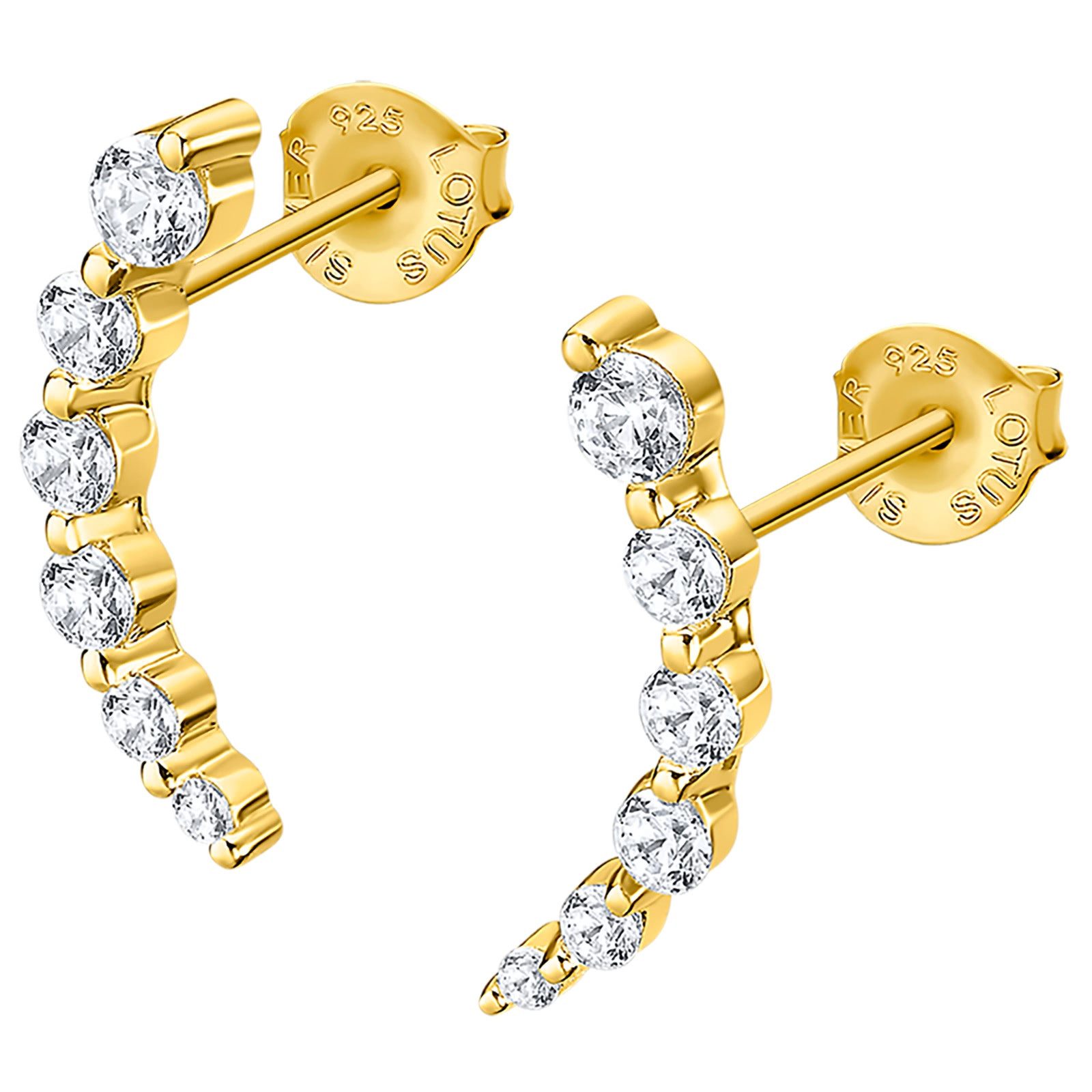 LOTUS SILVER Paar Ohrstecker LOTUS Silver Zirkoniastein 925 Silber (Ohrstecker), Ohrstecker Zirkoniastein 925 Sterling Silber, Farbe: gold