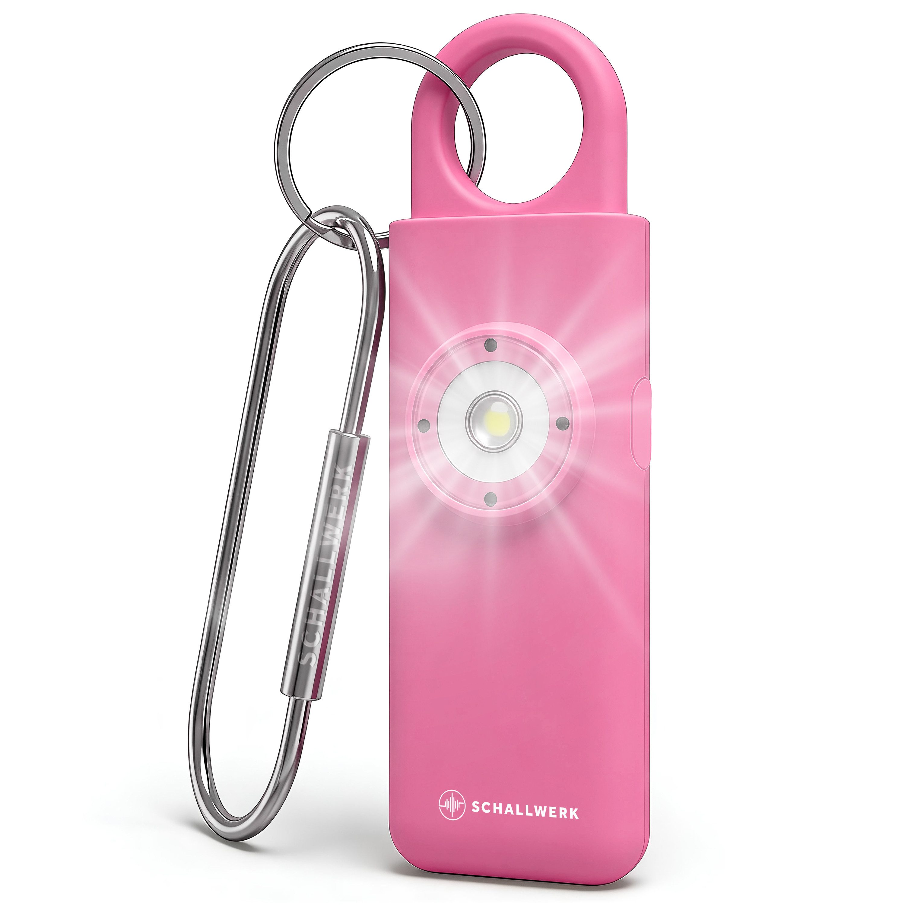Schallwerk Taschenanhänger Safety+ Taschenalarm 130 dB mit Licht für Frauen/Jugendliche/Senioren 130 dB Alarm, Stroboskop und Taschenlampe, per USB-C aufladbar