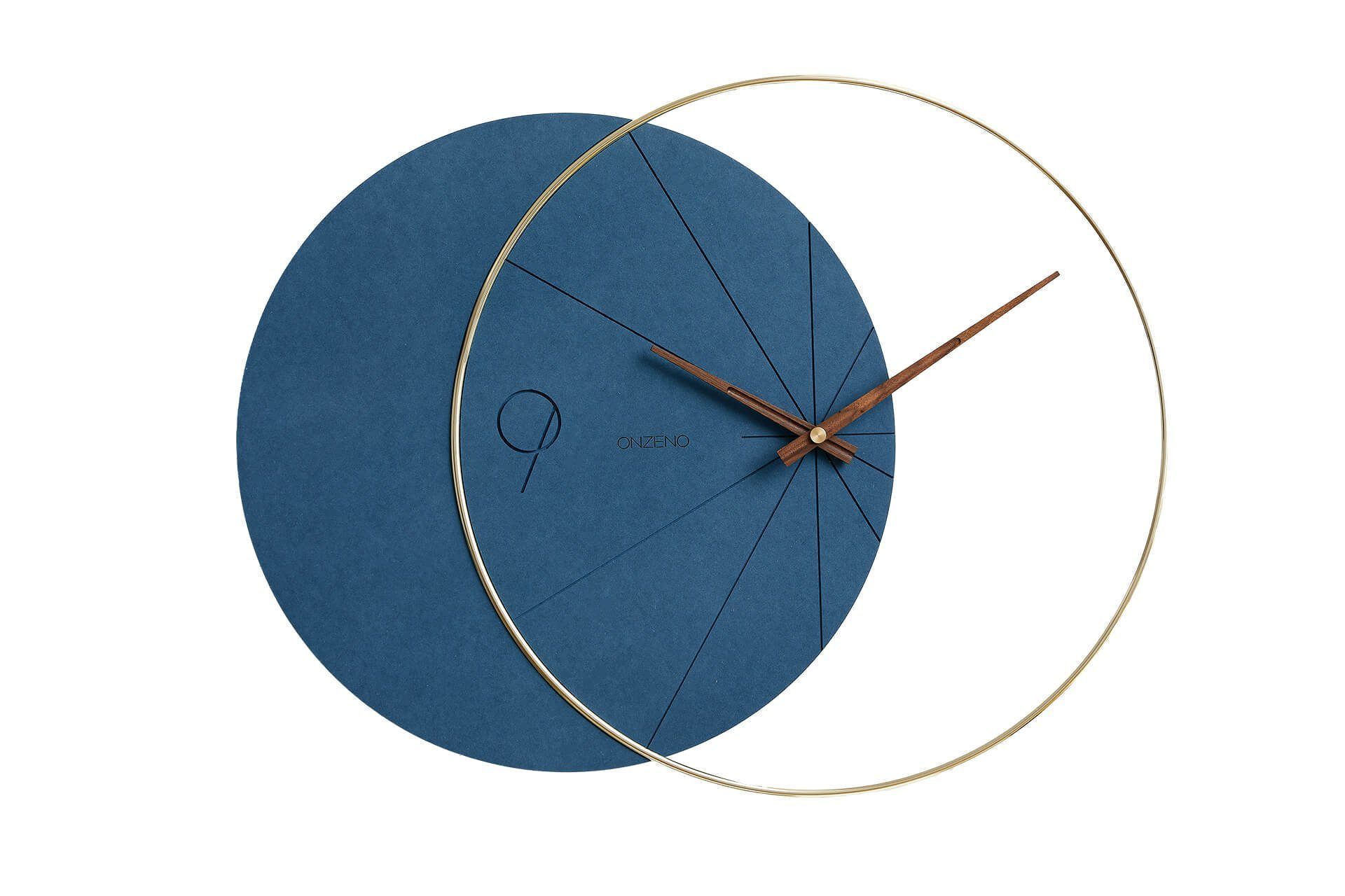 ONZENO Wanduhr THE BLUE NIGHT. 58x54.5x1.2 cm (handgefertigte Design-Uhr)