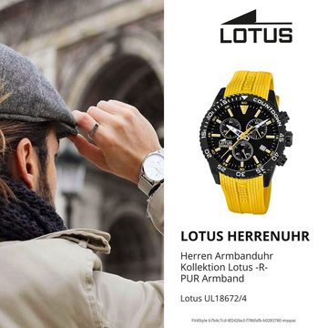 Lotus Quarzuhr LOTUS Herren Uhr Sport 18672/4 PU, Herrenuhr rund, groß (ca. 44mm) PURarmband gelb