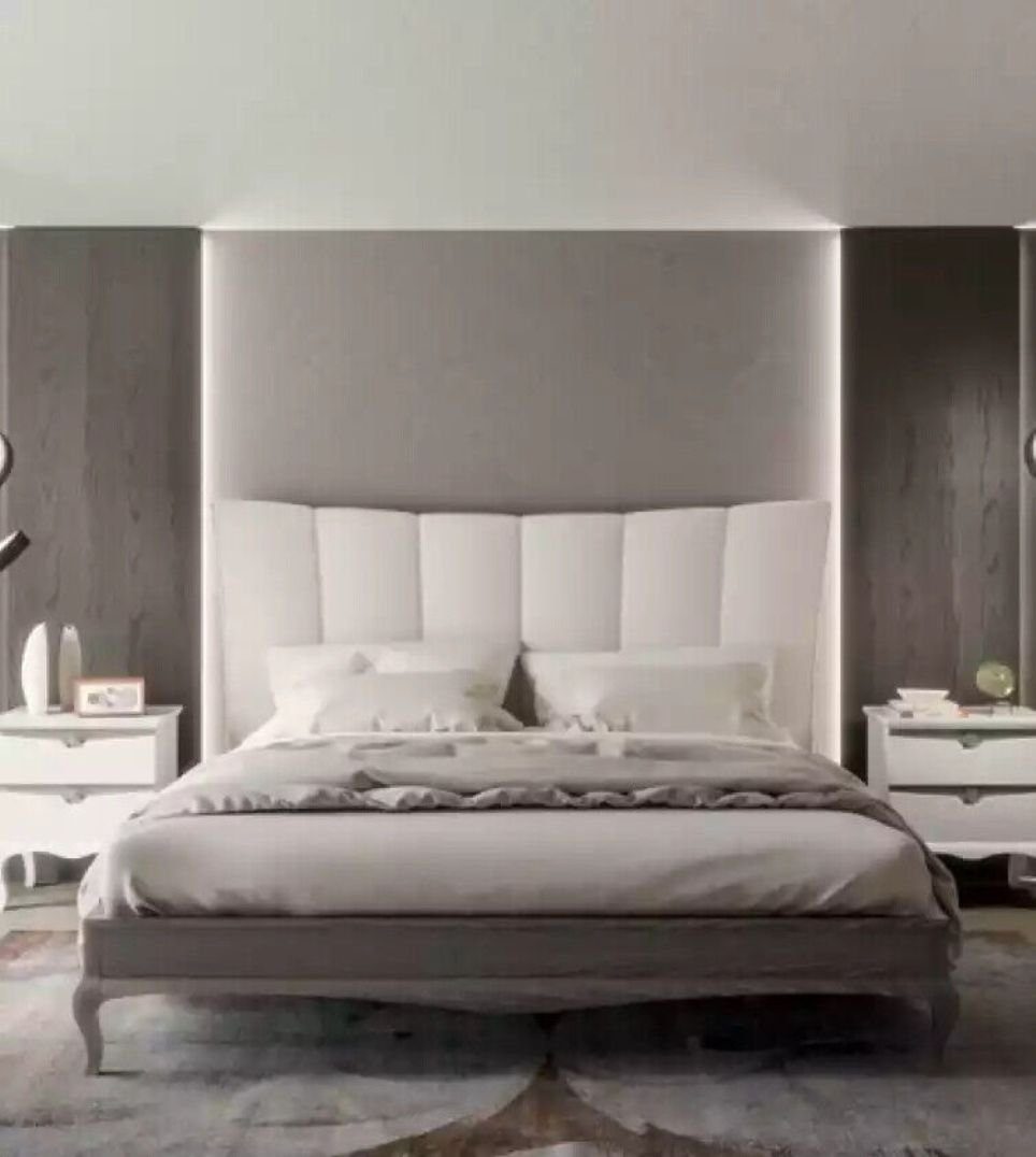 JVmoebel Schlafzimmer-Set Komplettes Bett 2x Nachttische 3 tlg. Schlafzimmer Sets Luxus, (3-St., Bett + 2x Nachttische), Made in Italy