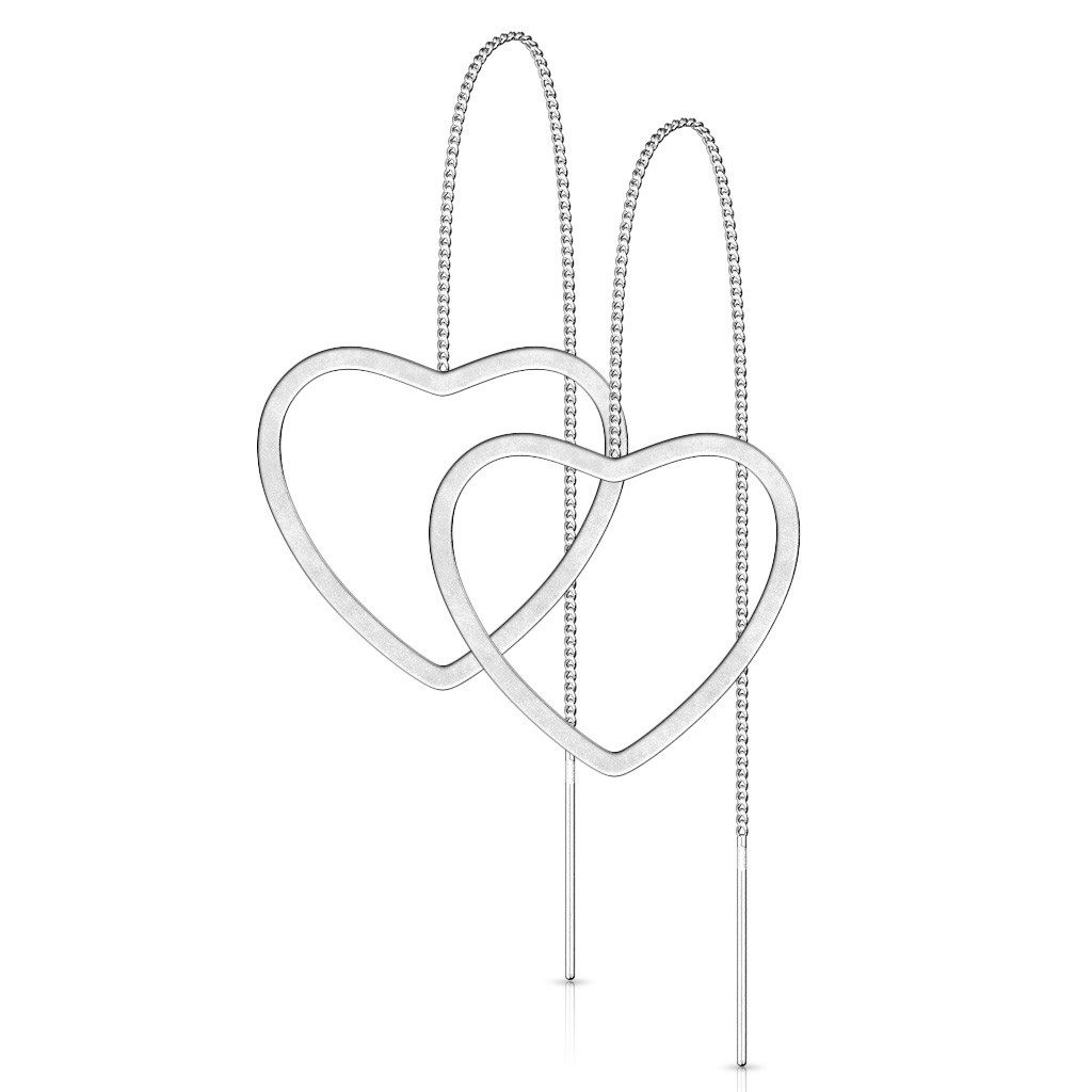 Ohrring-Set Ohrhänger offenes Herz aus Edelstahl Damen silber