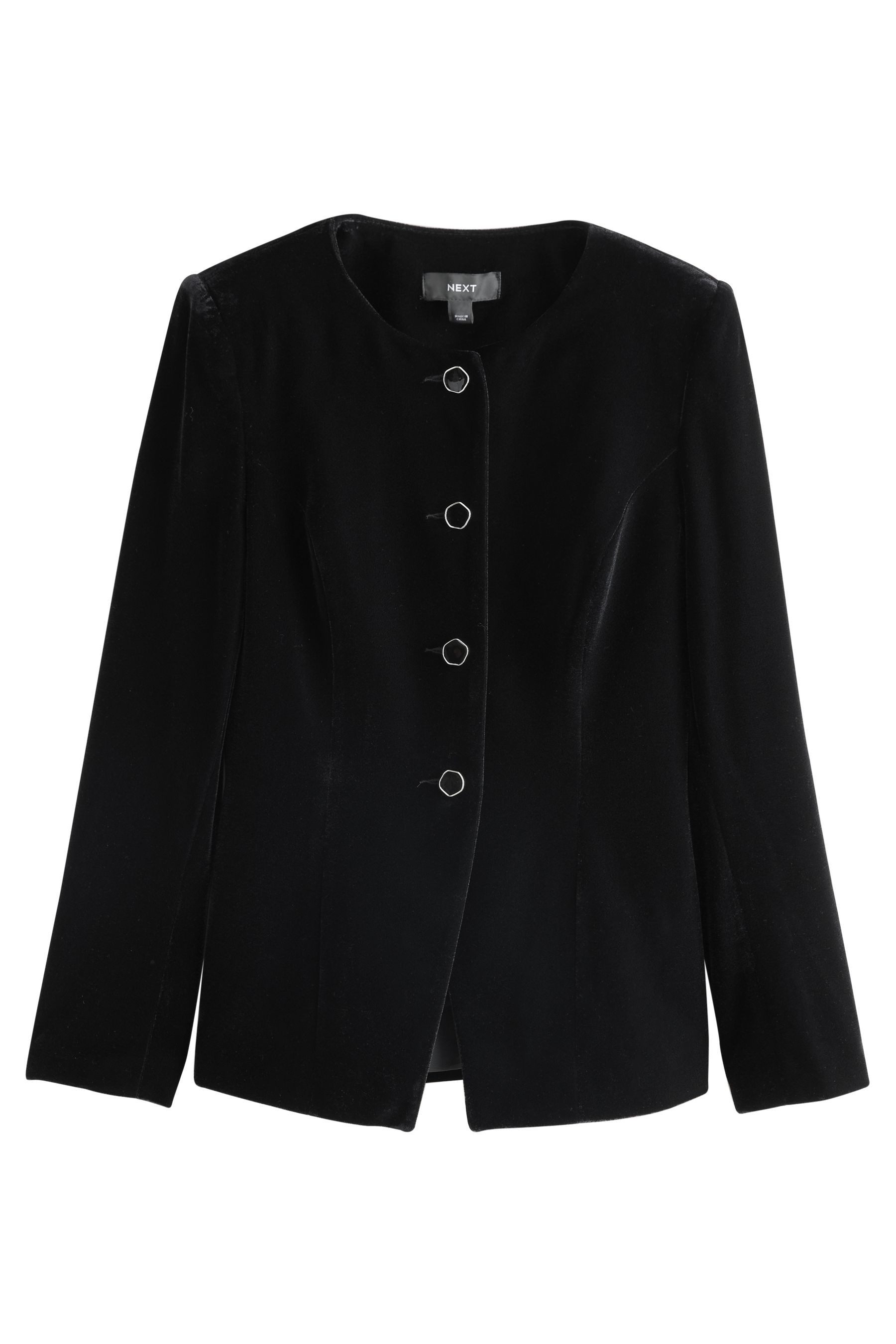 Next Jackenblazer Kragenlose Samtjacke (1-tlg)