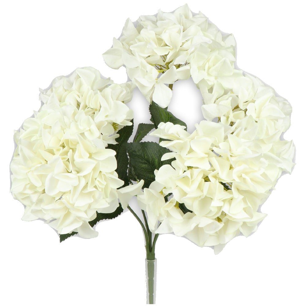 Kunstblume Hortensien Blüten Kunstblumen 1 Bund 5 Blüten Ø 18 cm cremeweiß Hortensien, matches21 HOME & HOBBY, Höhe 45 cm