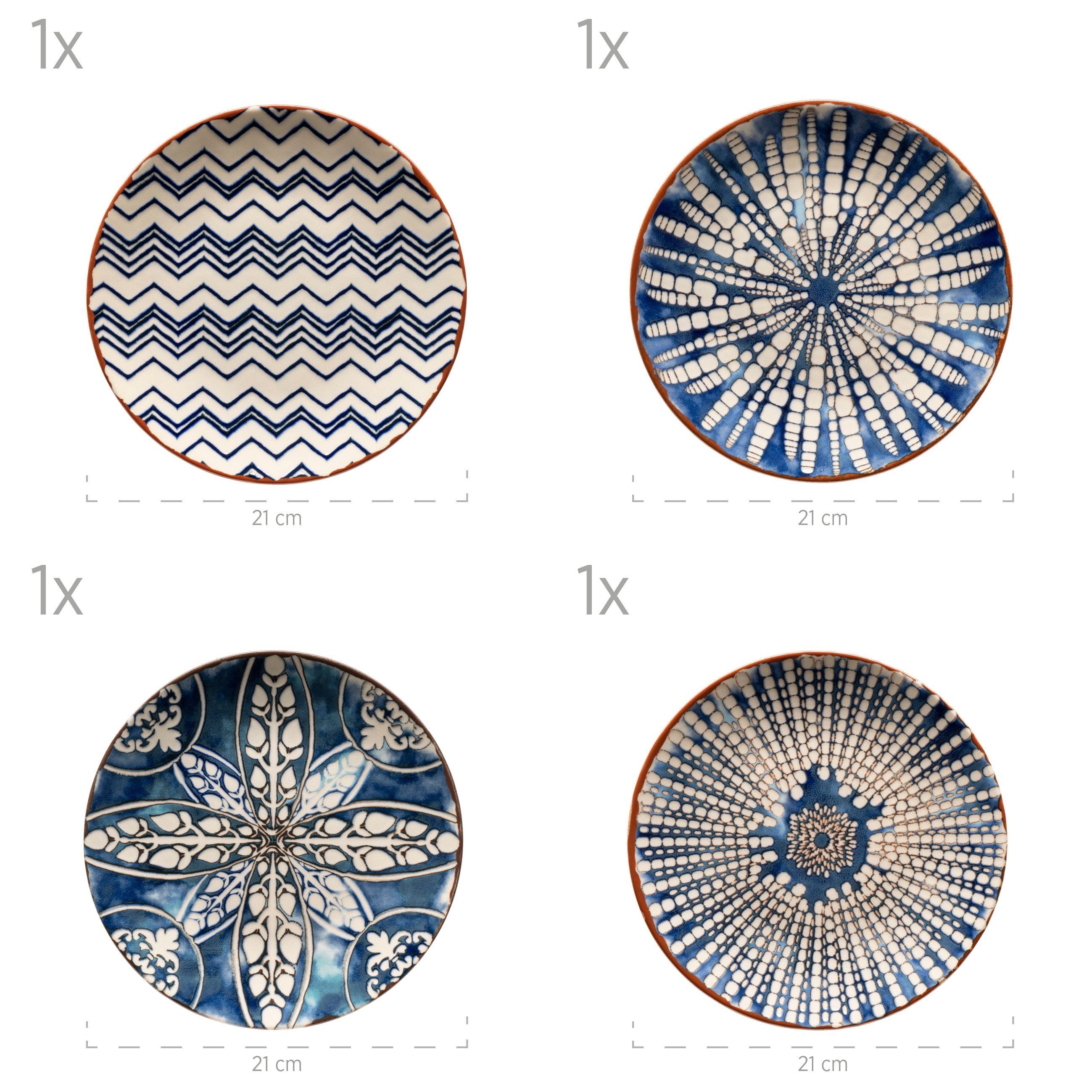 MÄSER Tafelservice Iberico Blue (12-tlg), 4 Personen, Steinzeug