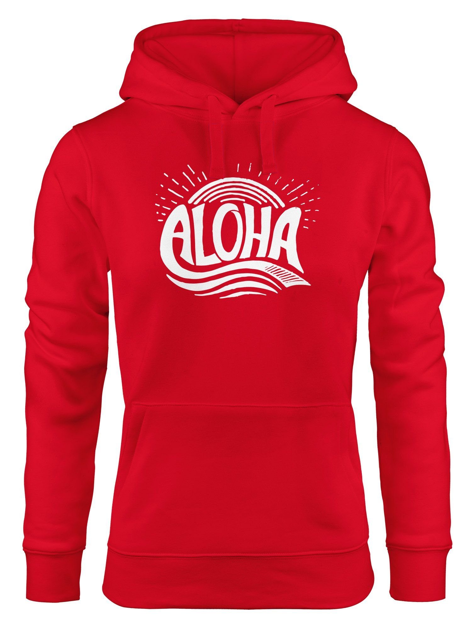 Neverless Hoodie Hoodie Damen Aloha Wellen Surfing Sommer Kapuzen-Pullover Neverless® rot