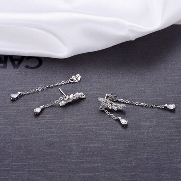 LENBEST Paar Ohrstecker 925 Sterling Silber Kristall Ohrringe für Frauen, Tropfen Ohrringe (1-tlg)