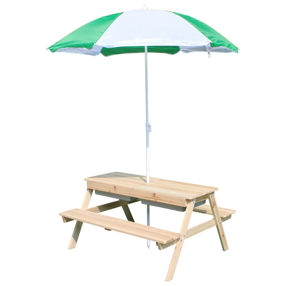 Coemo Garten-Kindersitzgruppe EDI, (Set, 1-tlg), 2 in 1 Kindersitzgarnitur für Kinder Picknicktisch mit Sonnenschirm