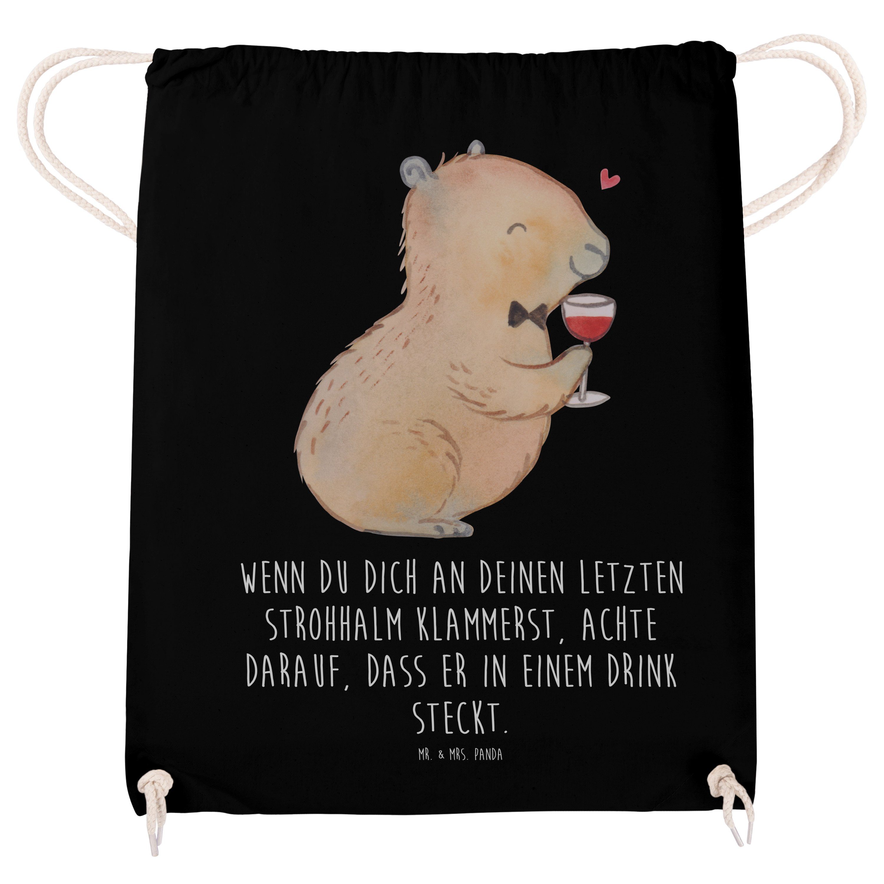Geschenk, - - Geschenk Capybara Mr. & Stoffbeu Wein Sporttasche Mrs. Panda Weinkenner, Schwarz für (1-tlg)
