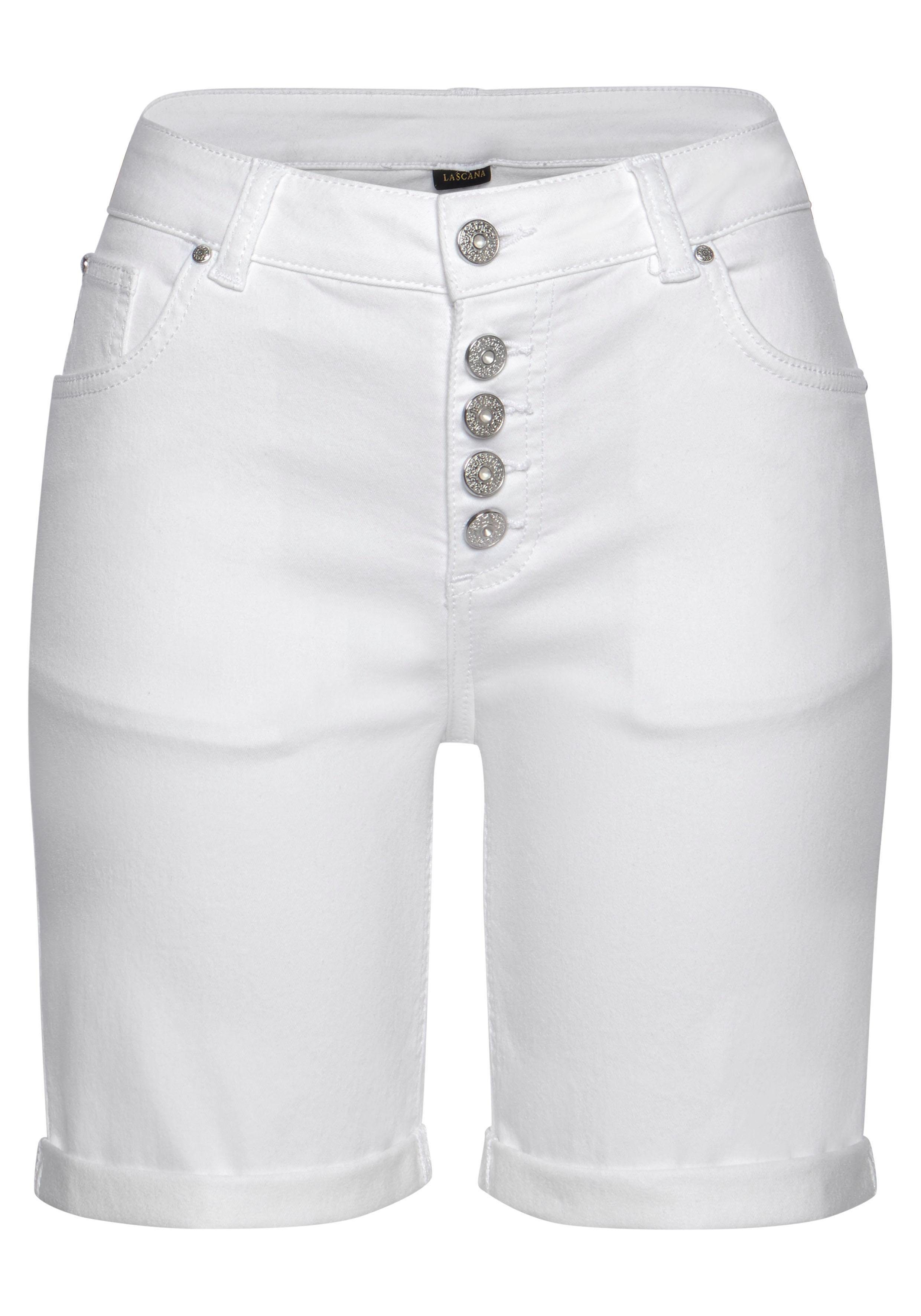 LASCANA Bermudas mit Knopfleiste, Baumwollstretch, kurze Hose günstig online kaufen