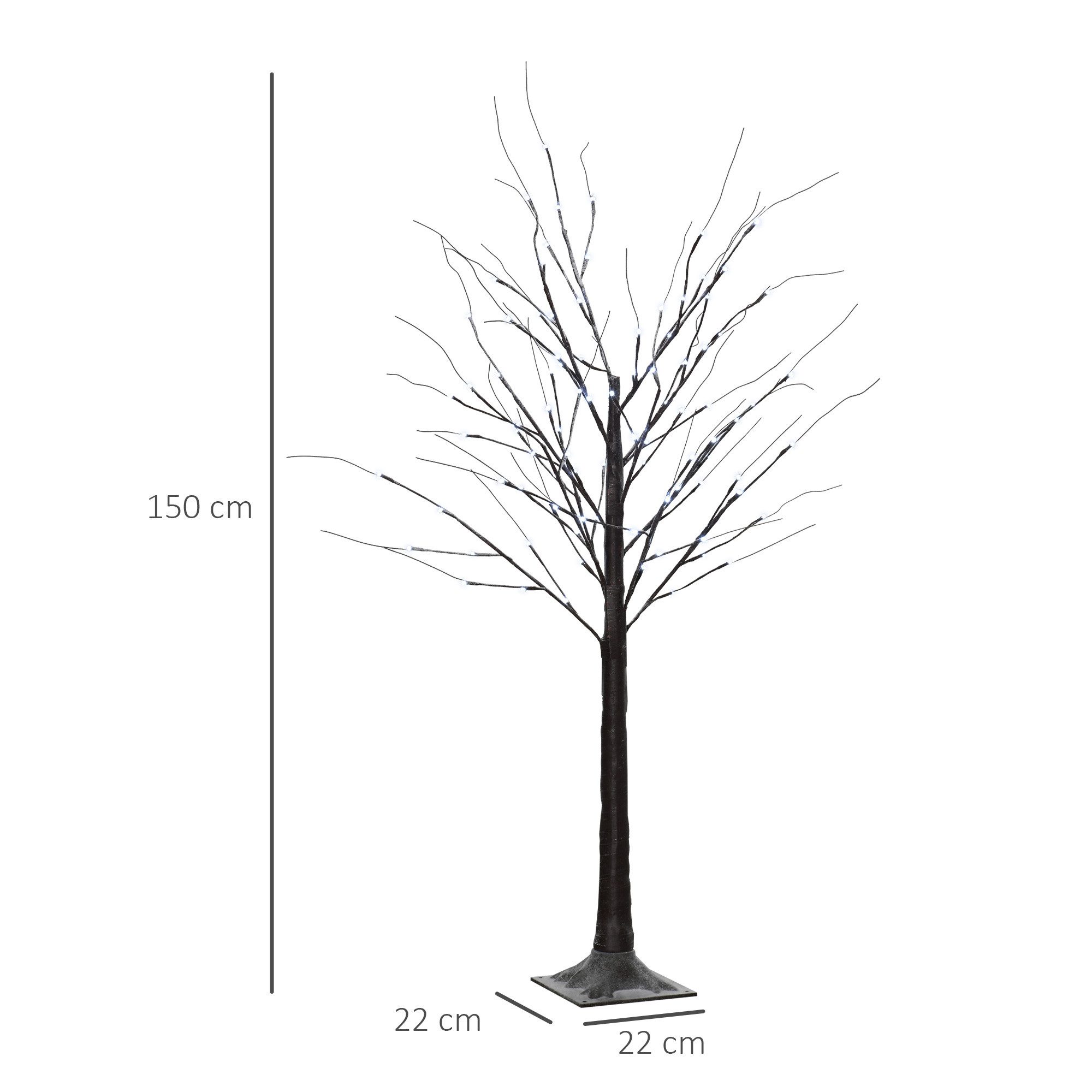 HOMCOM LED Baum Birkenbaum mit LED, Weihnachtsbaum Birken, Dimmfunktion, LED fest integriert, Kaltweiß, für Party, Geburtstag, Hochzeit