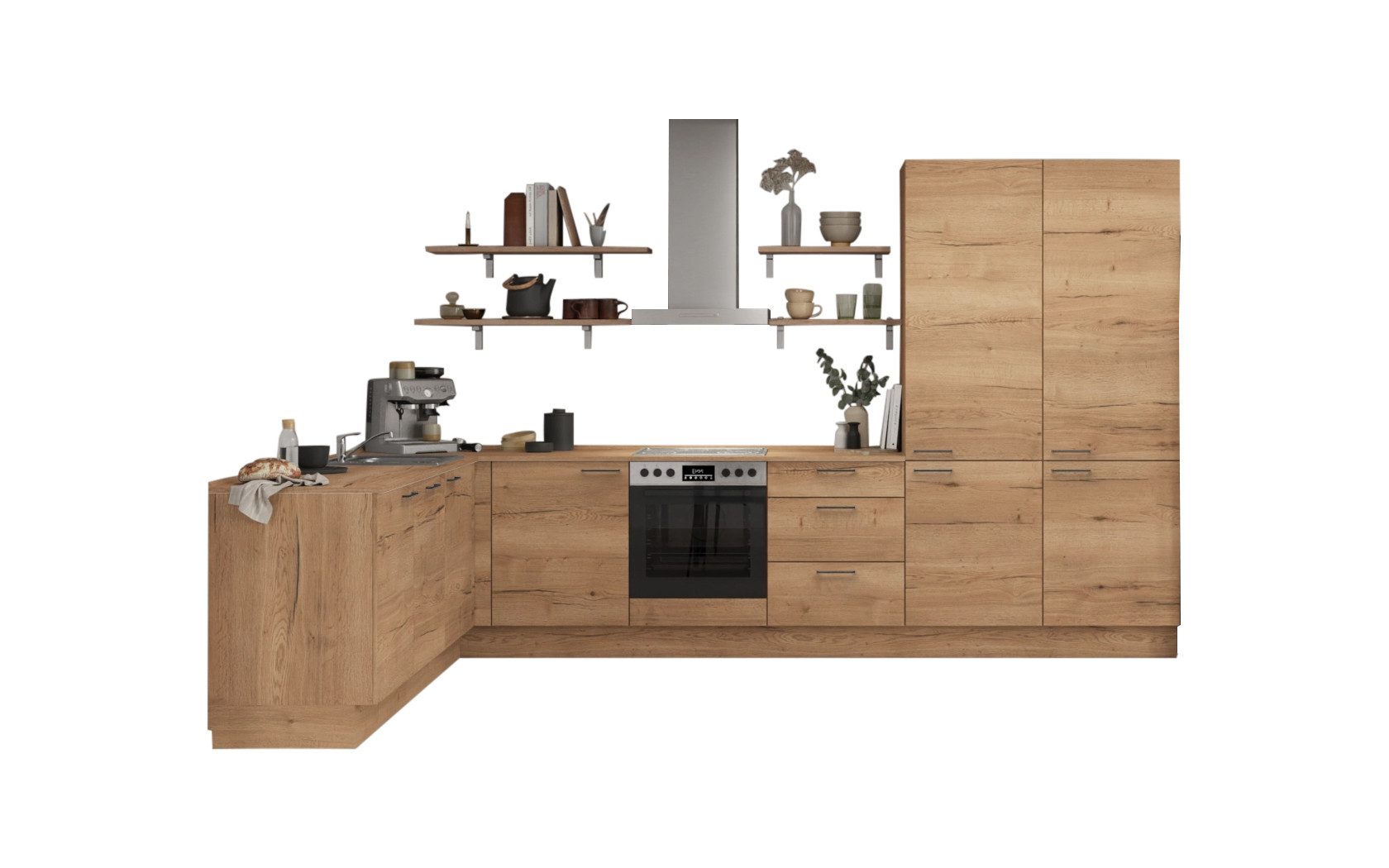 nobilia® Winkelküche Alma, individuell anpassbar, gratis Küchenplanung mit Profis, (Breite 613.2 cm), vormontiert, wahlw. mit E-Geräten, inkl. Lieferung