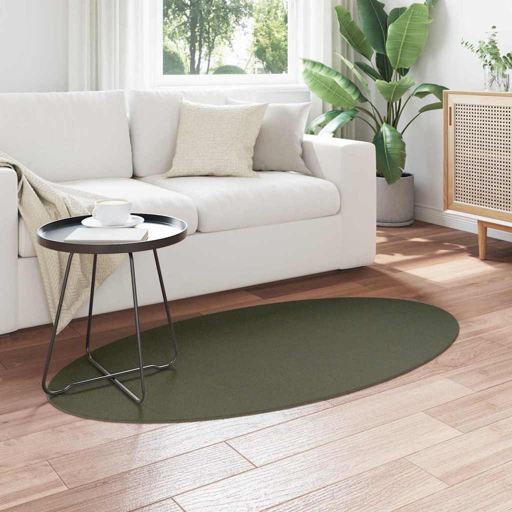 vidaXL Teppich Bereichsteppiche Oval HUARTE Waldgrün 80 x 150 cm, Oval