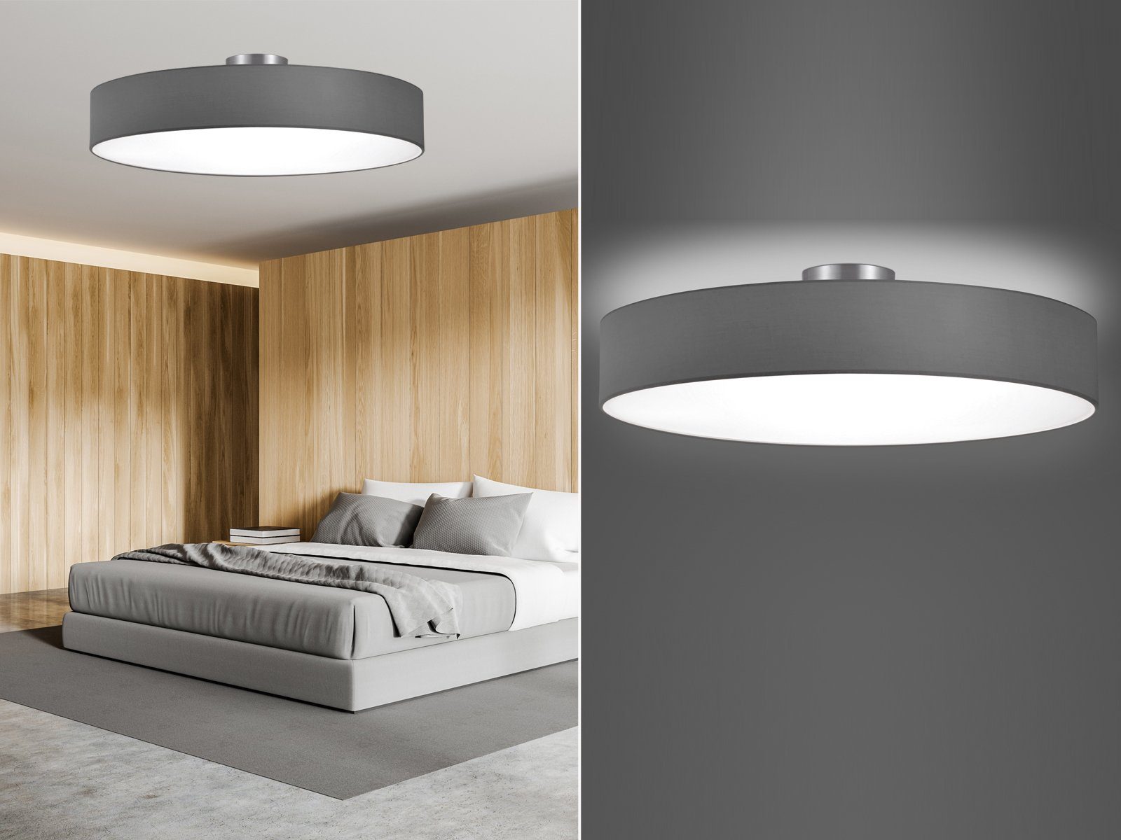 Stoff Lampen Wohn Schlaf Zimmer inkl 3 Philips LED 11 Watt Leuchtmittel Ø60 cm 