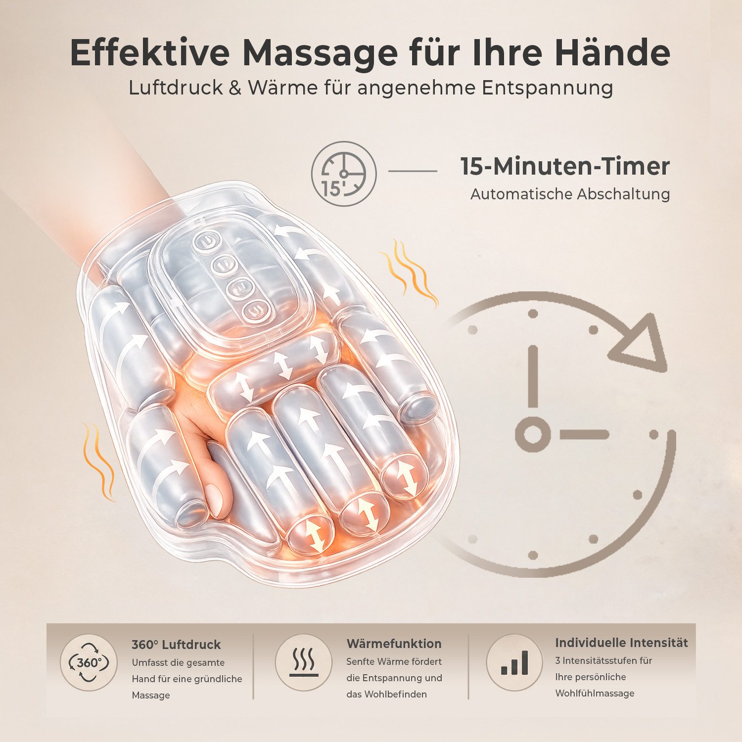 KVOTA Massagegerät Handmassager mit Wärmekompression zur Schmerzlinderung Massage, 1-tlg., für Hände, Finger & Handgelenk – Bild 2 von 5