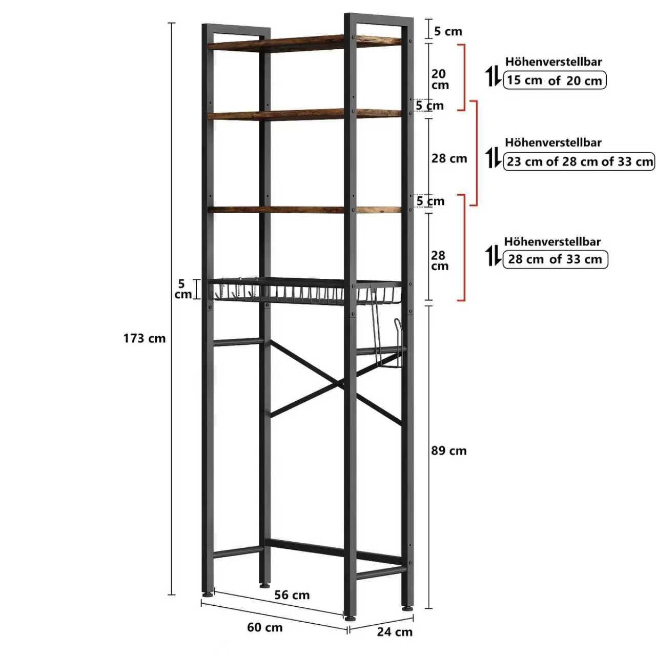 Biemlerfn Badregal Toilettenregal mit Toilettenpapierhalter, höhenverstellb günstig online kaufen