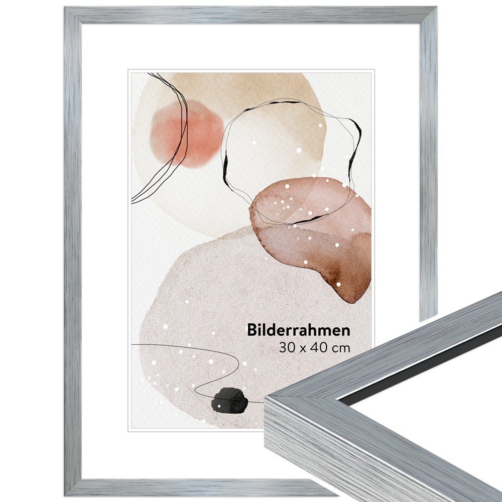 Stil Modern Bilderrahmen Silber, im WANDStyle H950, aus Massivholz