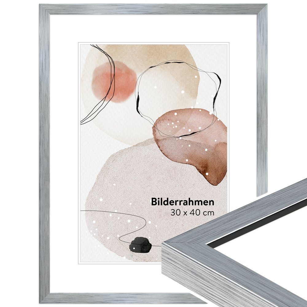 WANDStyle Bilderrahmen H950, Silber, aus Massivholz Modern Stil im