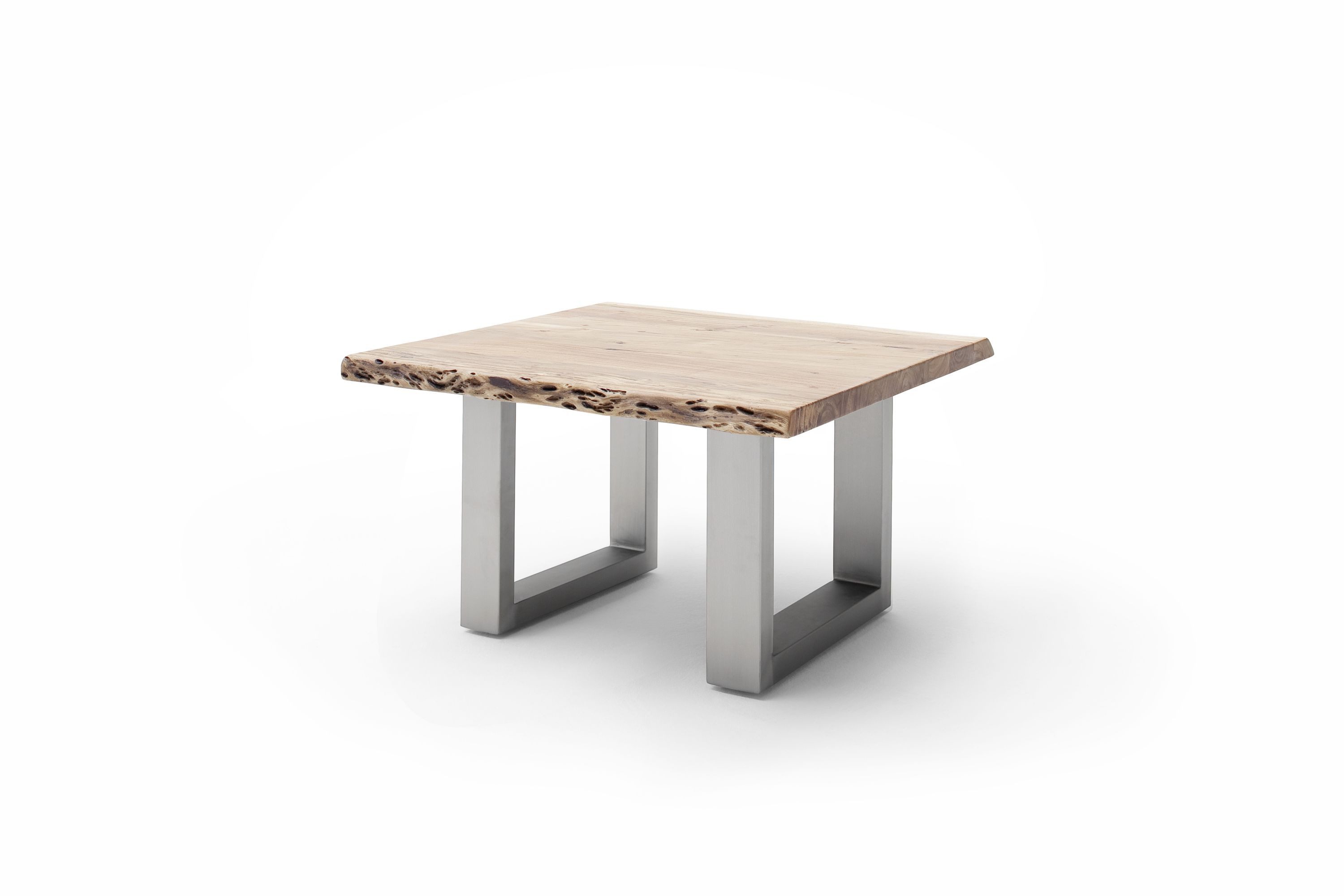 Robas Lund Couchtisch, Akazie natur m. U-Gestell Edelst.-Optik gebürstet 75x45x75 cm