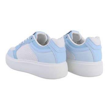 Ital-Design Damen Low-Top Freizeit Sneaker Flach Sneakers Low in Weiß