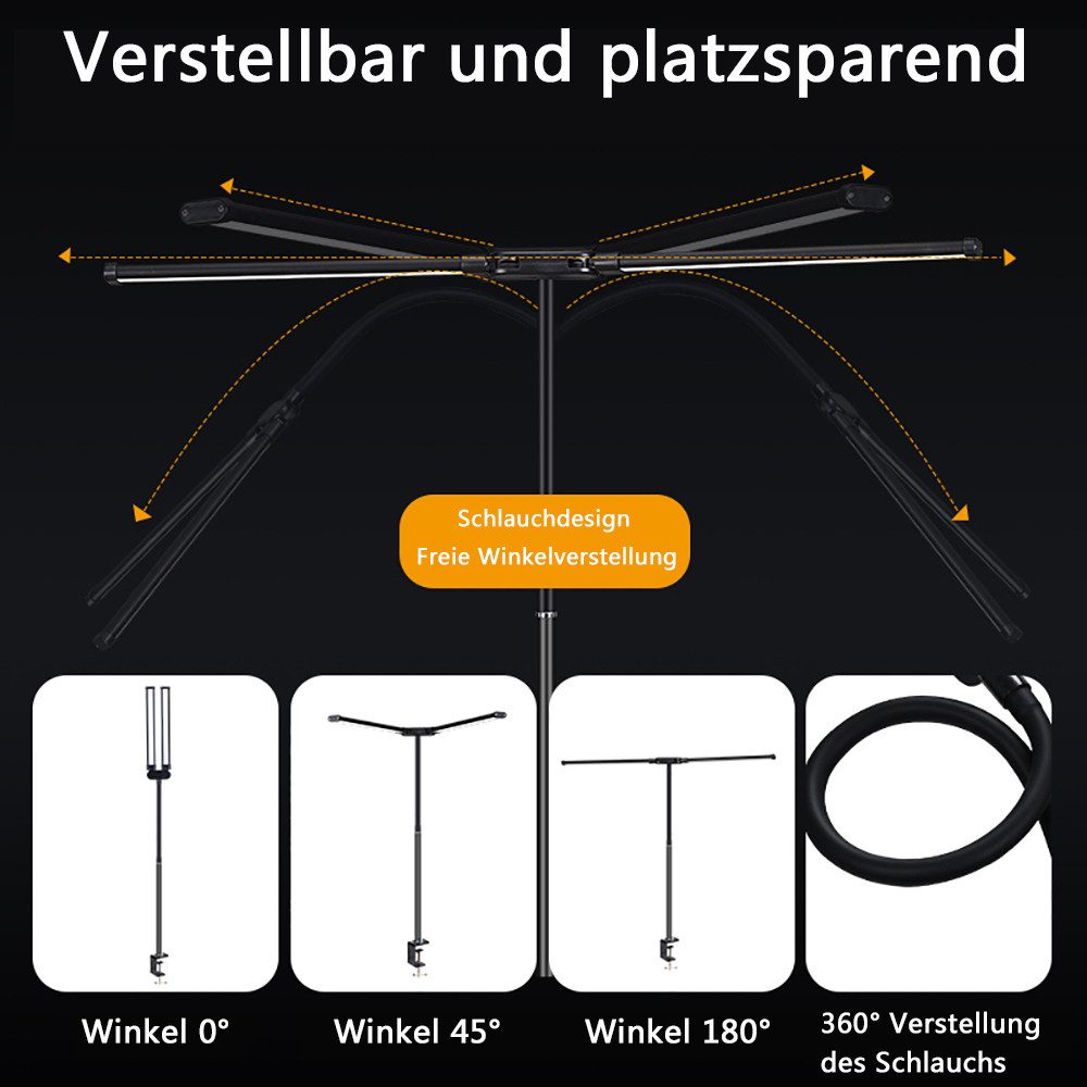 Luckice Schreibtischlampe LED Schreibtischlampe, weicher Schwanenhals, 10 Helligkeitsstufen, Warmes Licht, Natürliches Licht, Kaltes Licht, 12 W, Augenschutzkla – Bild 5 von 5