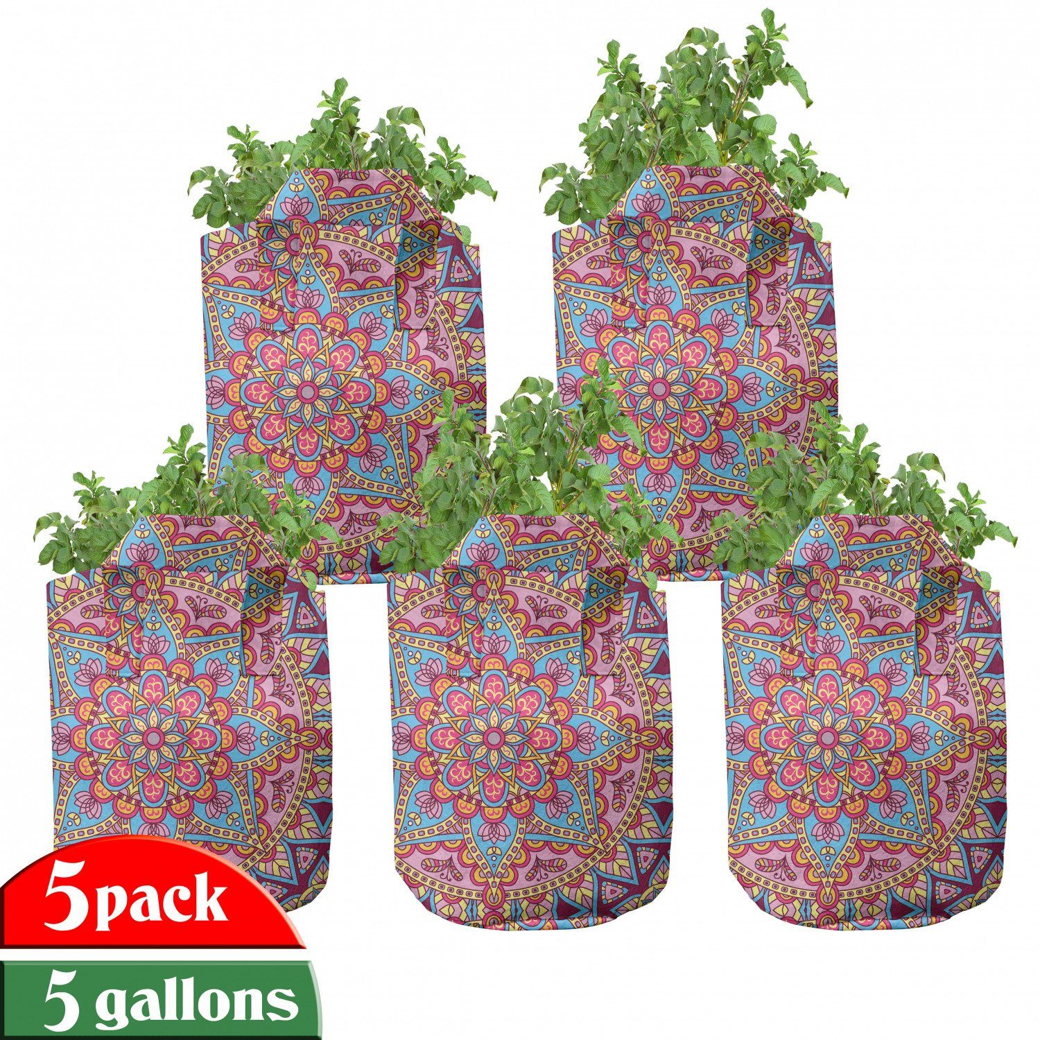Hippie Mandala Abakuhaus Stofftöpfe Pflanzkübel mit für Pflanzen, lila hochleistungsfähig Griffen