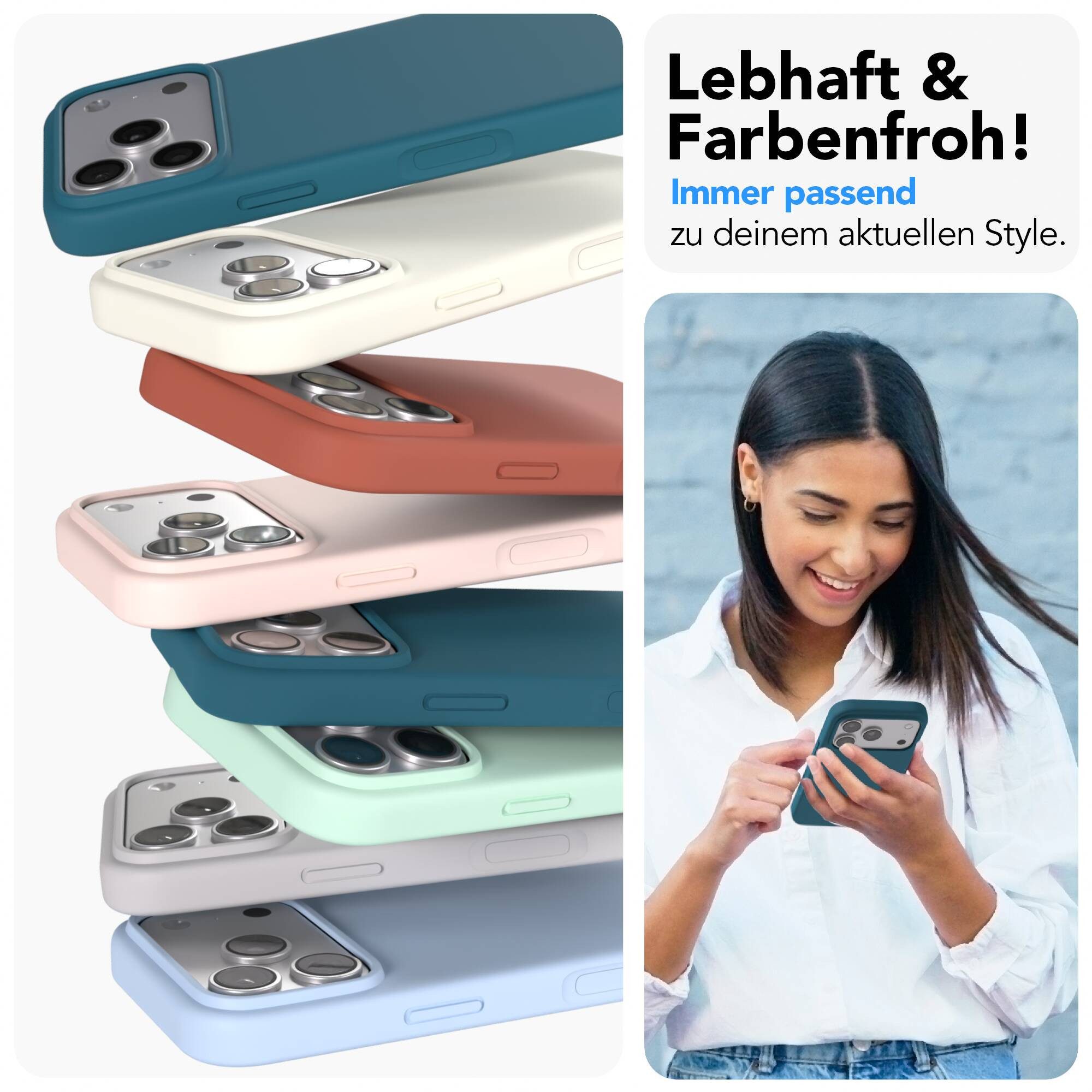 EAZY CASE Handyhülle für Apple iPhone 17 Pro Hülle Silikon 6,3 Zoll, Hülle mit Kameraschutz Bumper Case stoßfest Handy Softcase Petrol – Bild 2 von 5