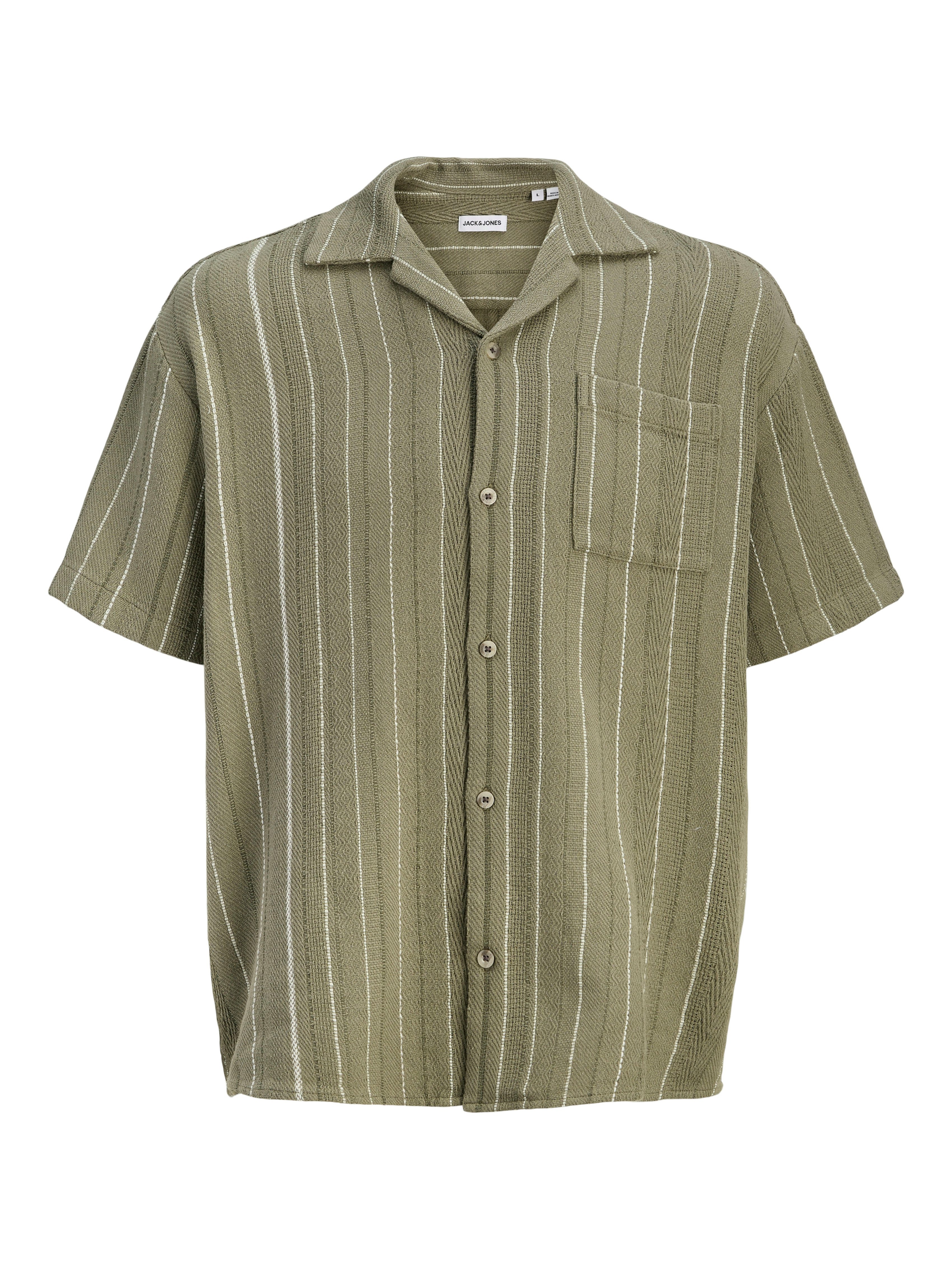 Jack & Jones Kurzarmhemd JJEBRADLEY STRIPED RESORT SHIRT SS LN Baumwolle, loose fit – Bild 4 von 5