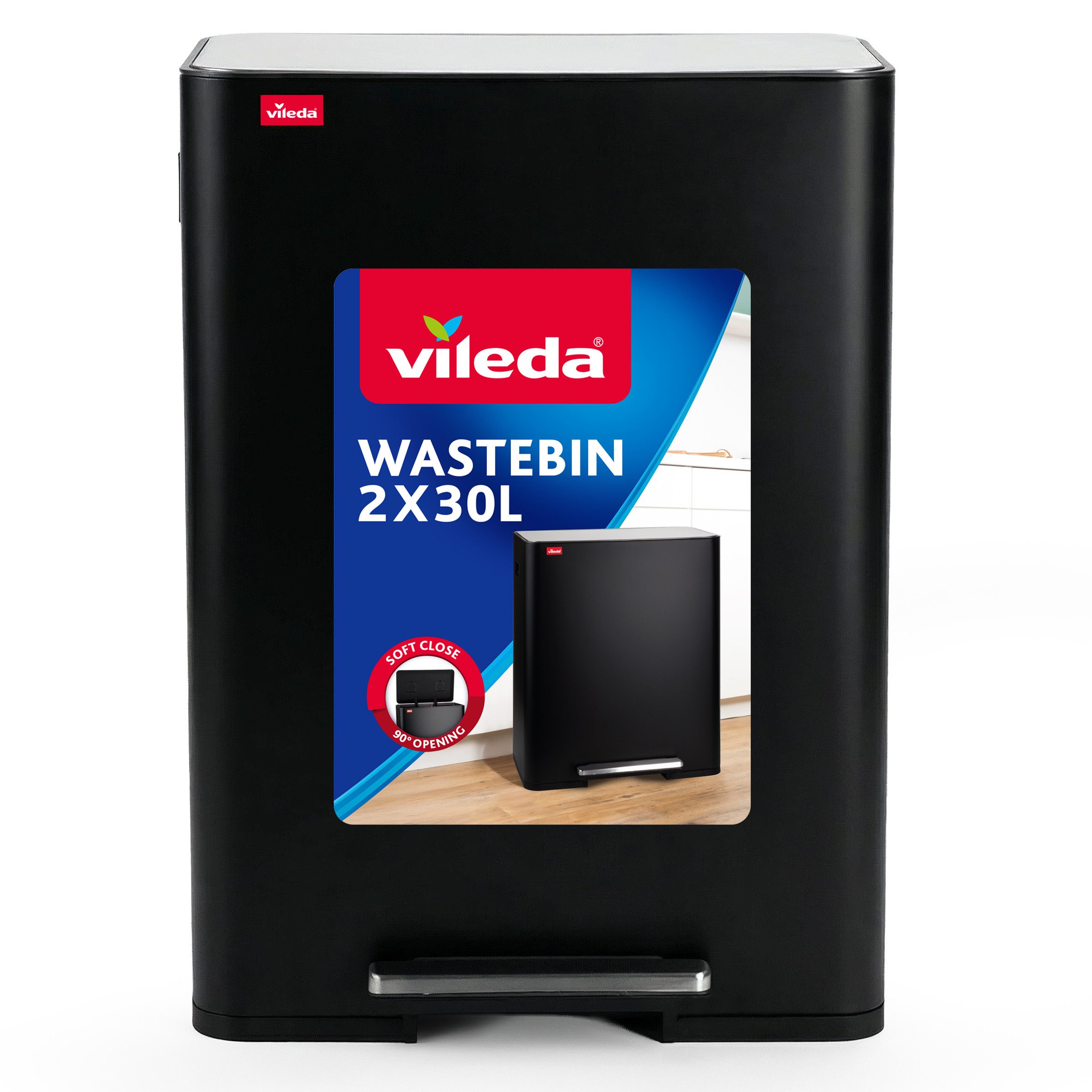 Vileda Einbaumülleimer Vileda Mülleimer 2x30L Schwarz